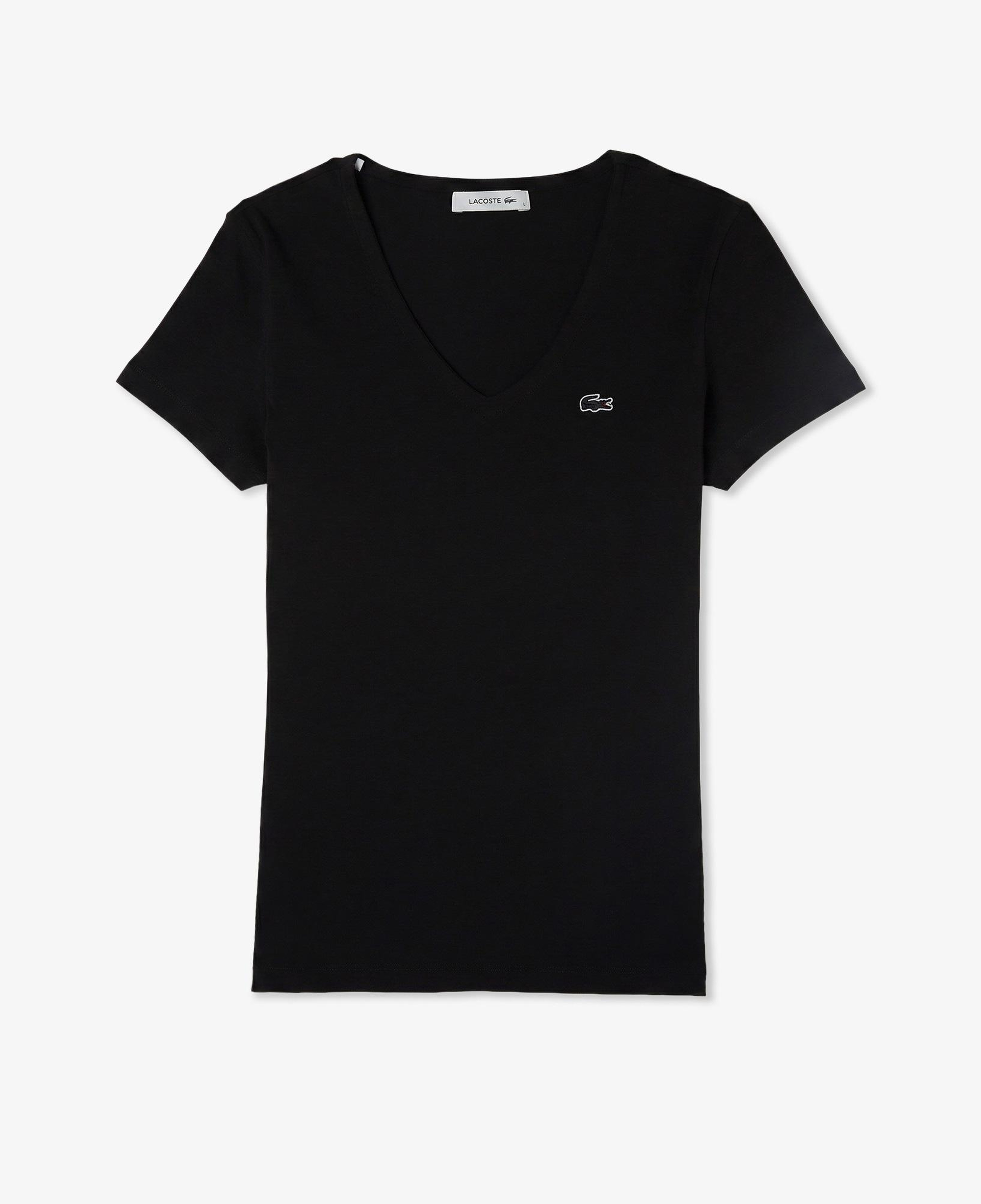 Kadın Slim Fit V Yaka Siyah T-Shirt