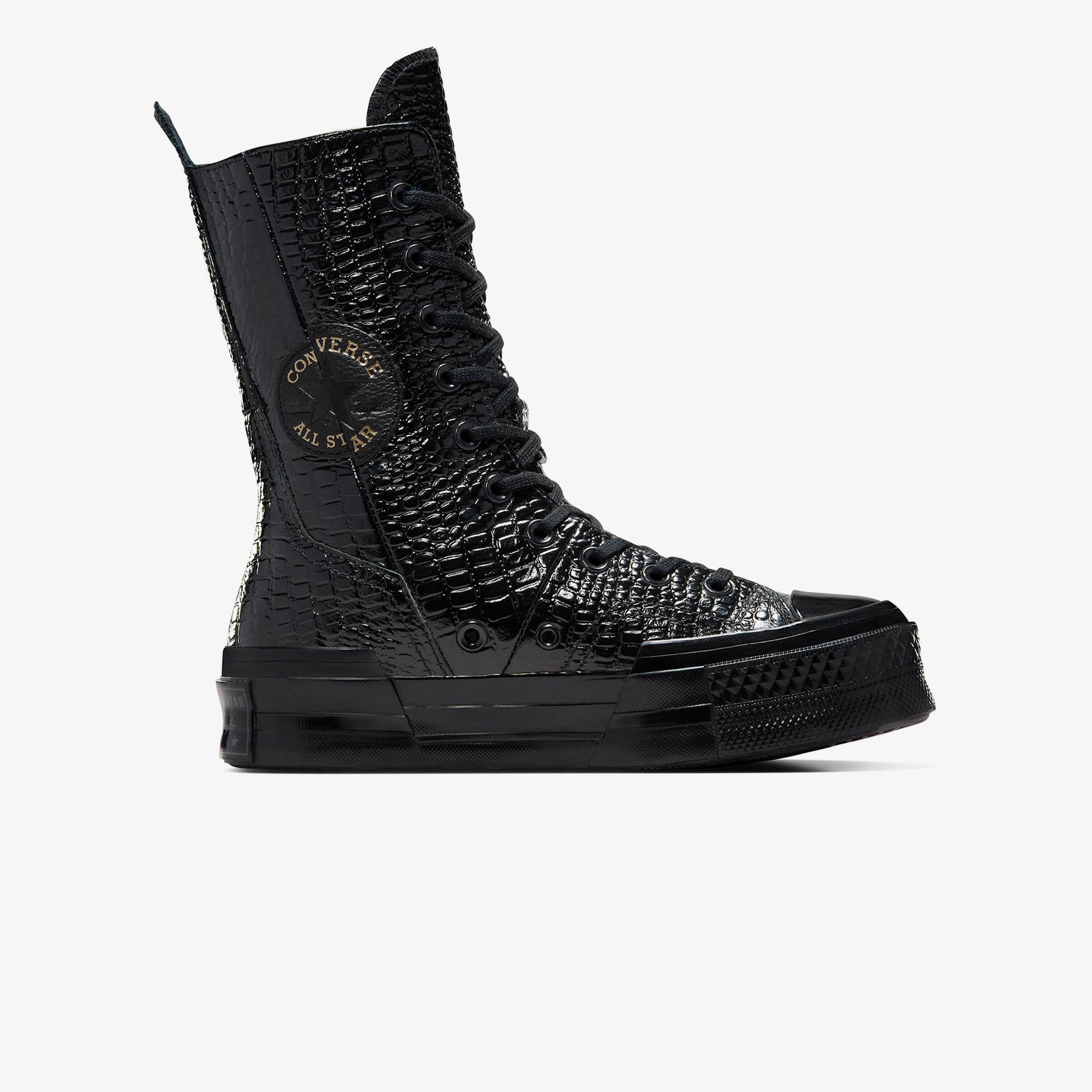 Converse Chuck 70 Plus XHi Unisex Siyah Deri Platform Sneaker
