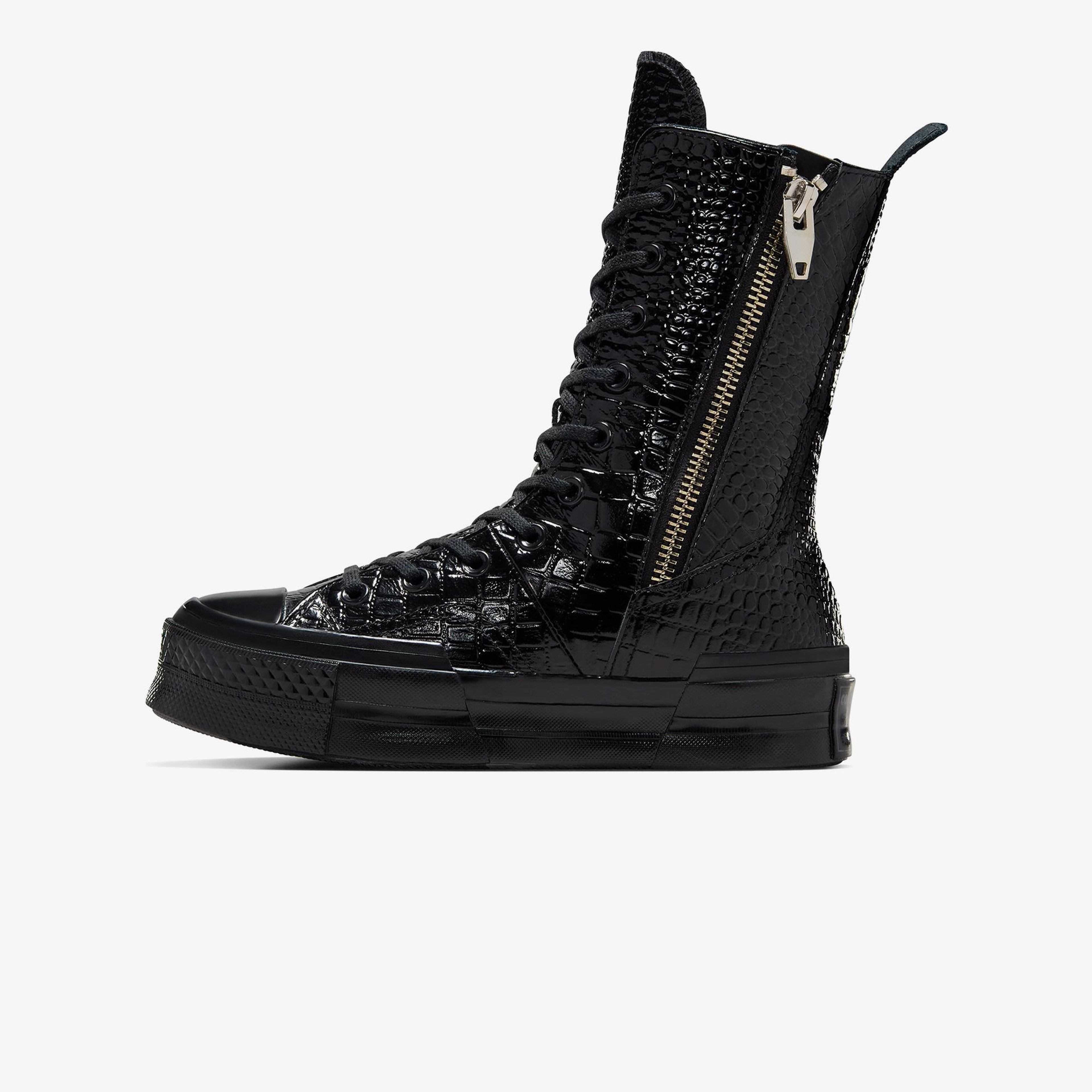 Converse Chuck 70 Plus XHi Unisex Siyah Deri Platform Sneaker