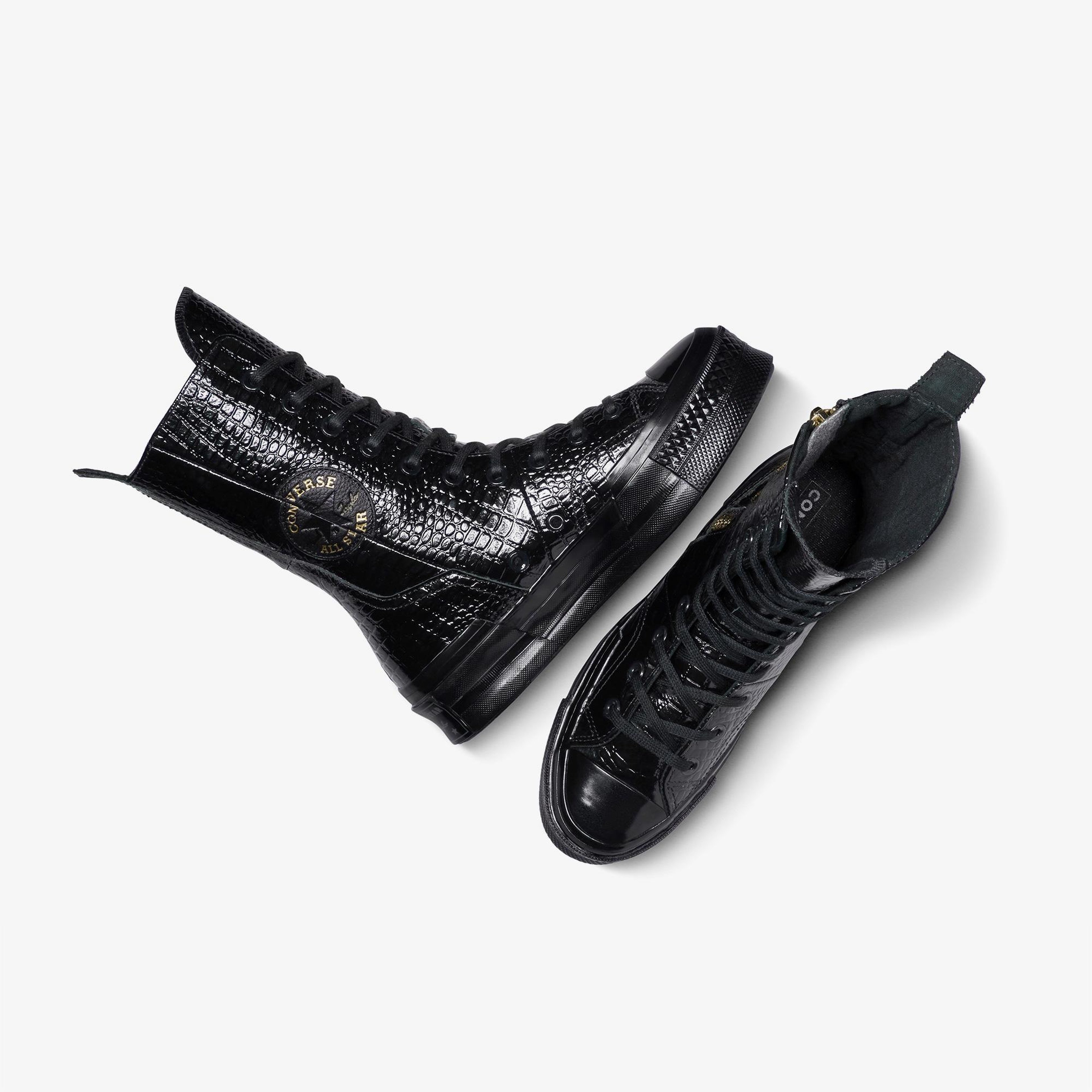 Converse Chuck 70 Plus XHi Unisex Siyah Deri Platform Sneaker