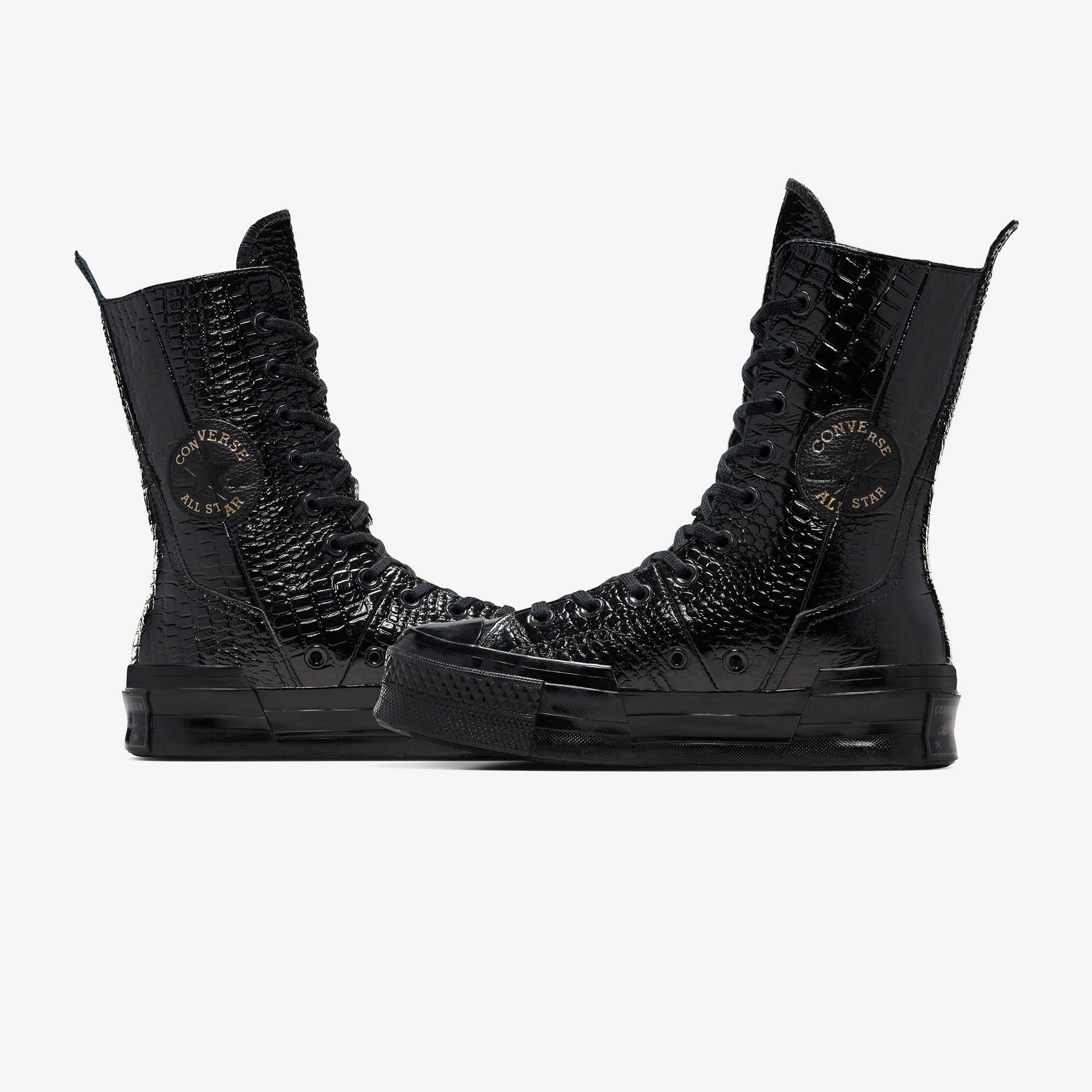 Converse Chuck 70 Plus XHi Unisex Siyah Deri Platform Sneaker