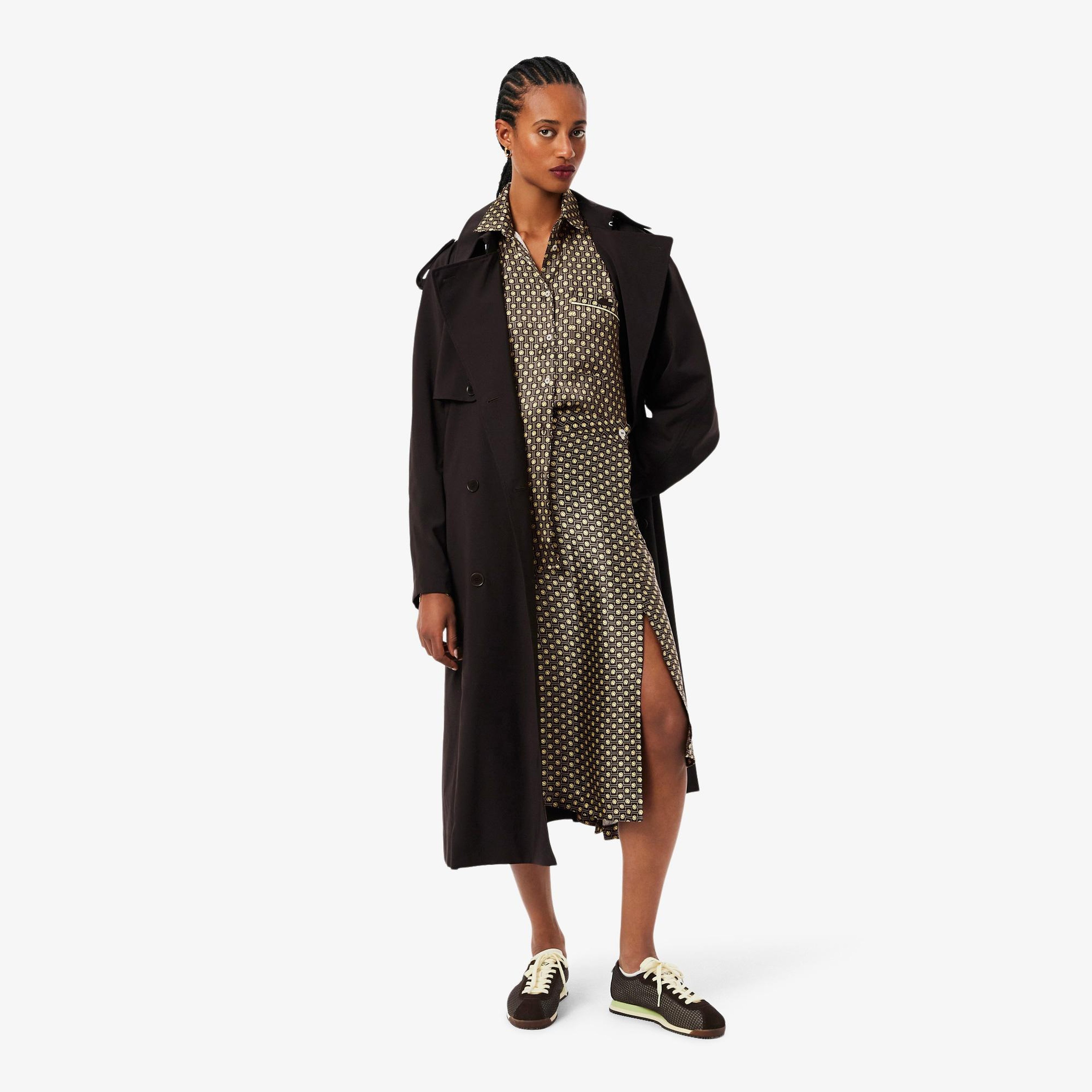 Kadın Oversize Fit Desenli Kahverengi Gömlek