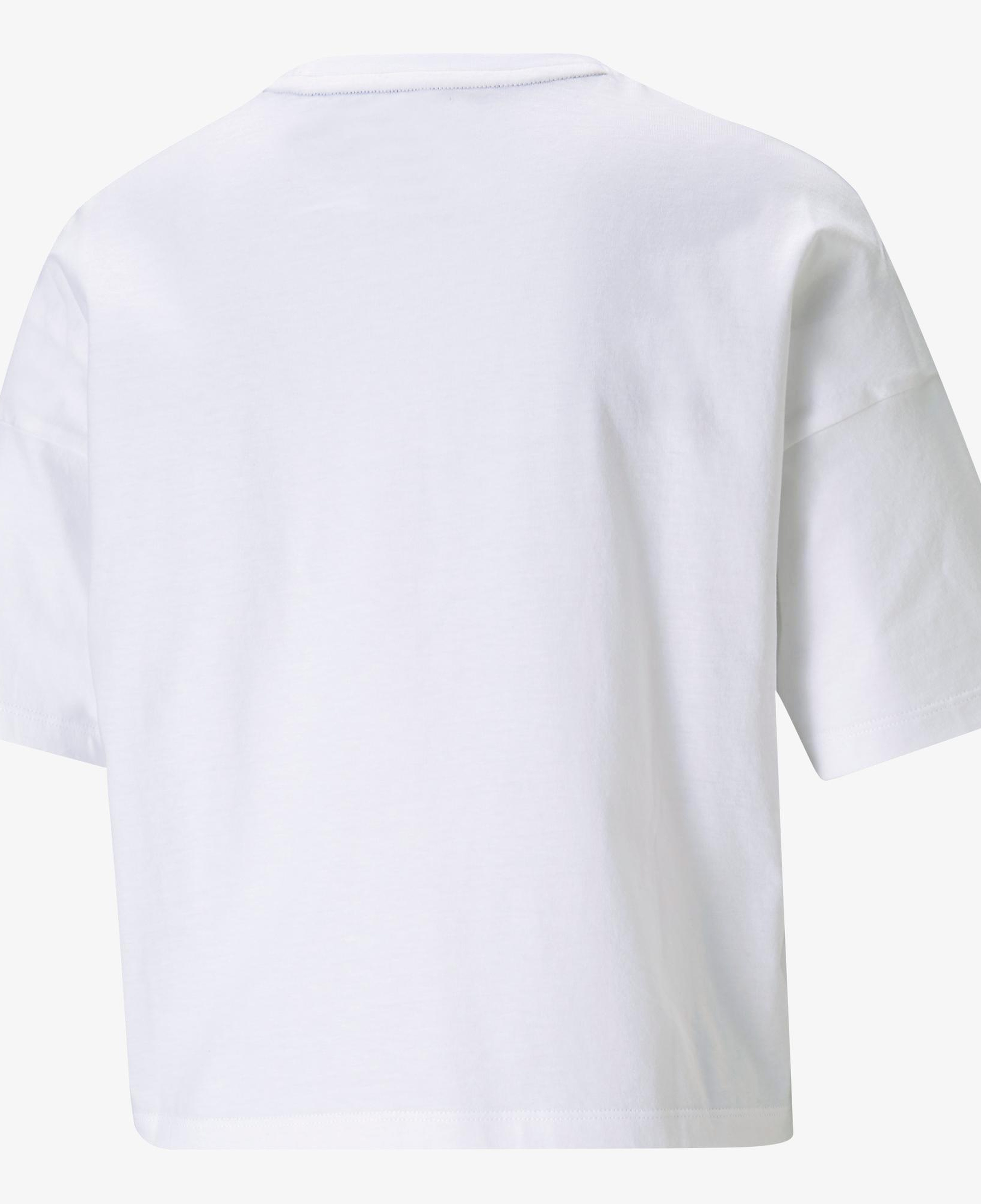 Puma Ess Cropped Logo Light Straw Kadın Beyaz Günlük T-Shirt