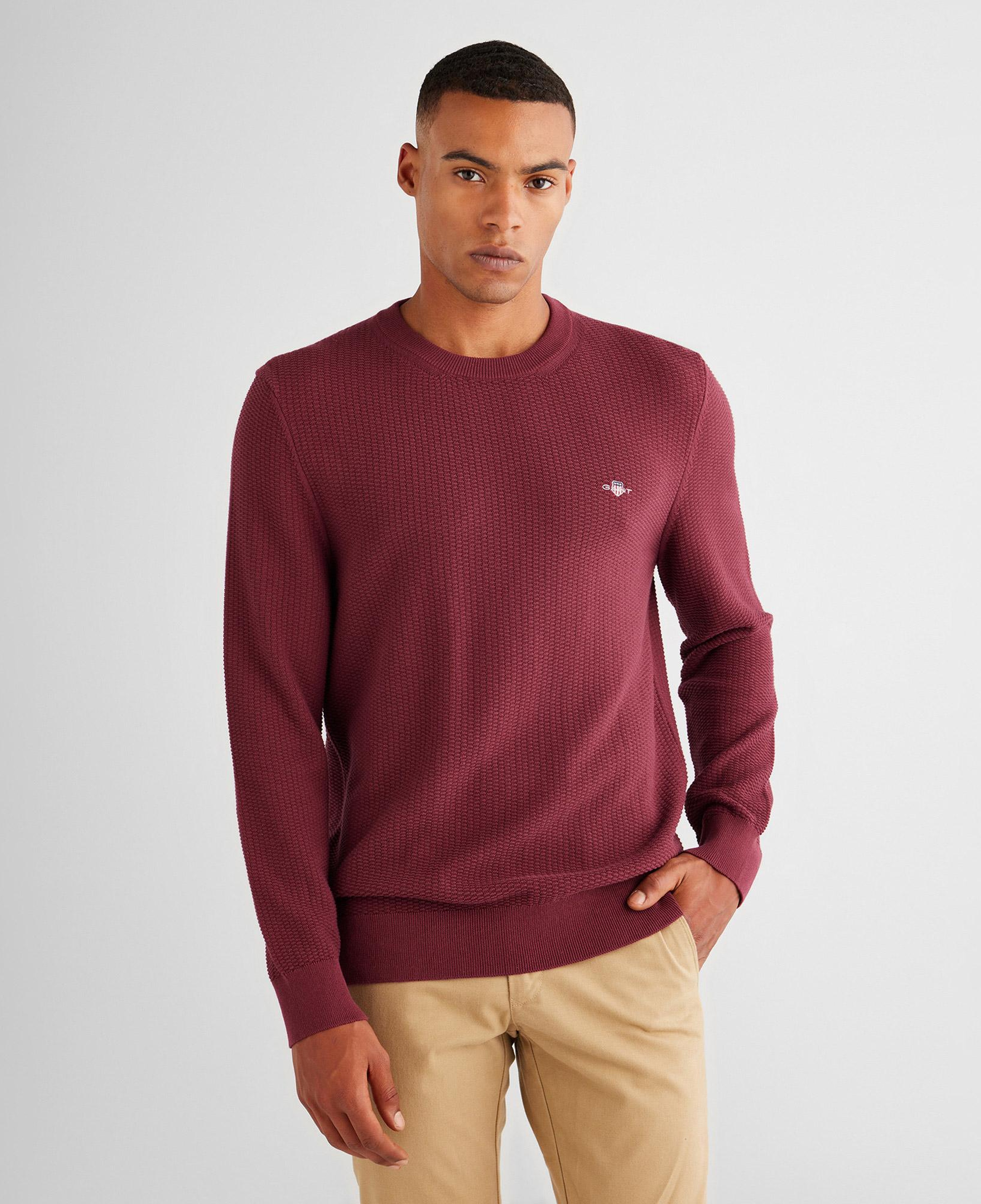 GANT Erkek Bordo Regular Fit Bisiklet Yaka Kazak
