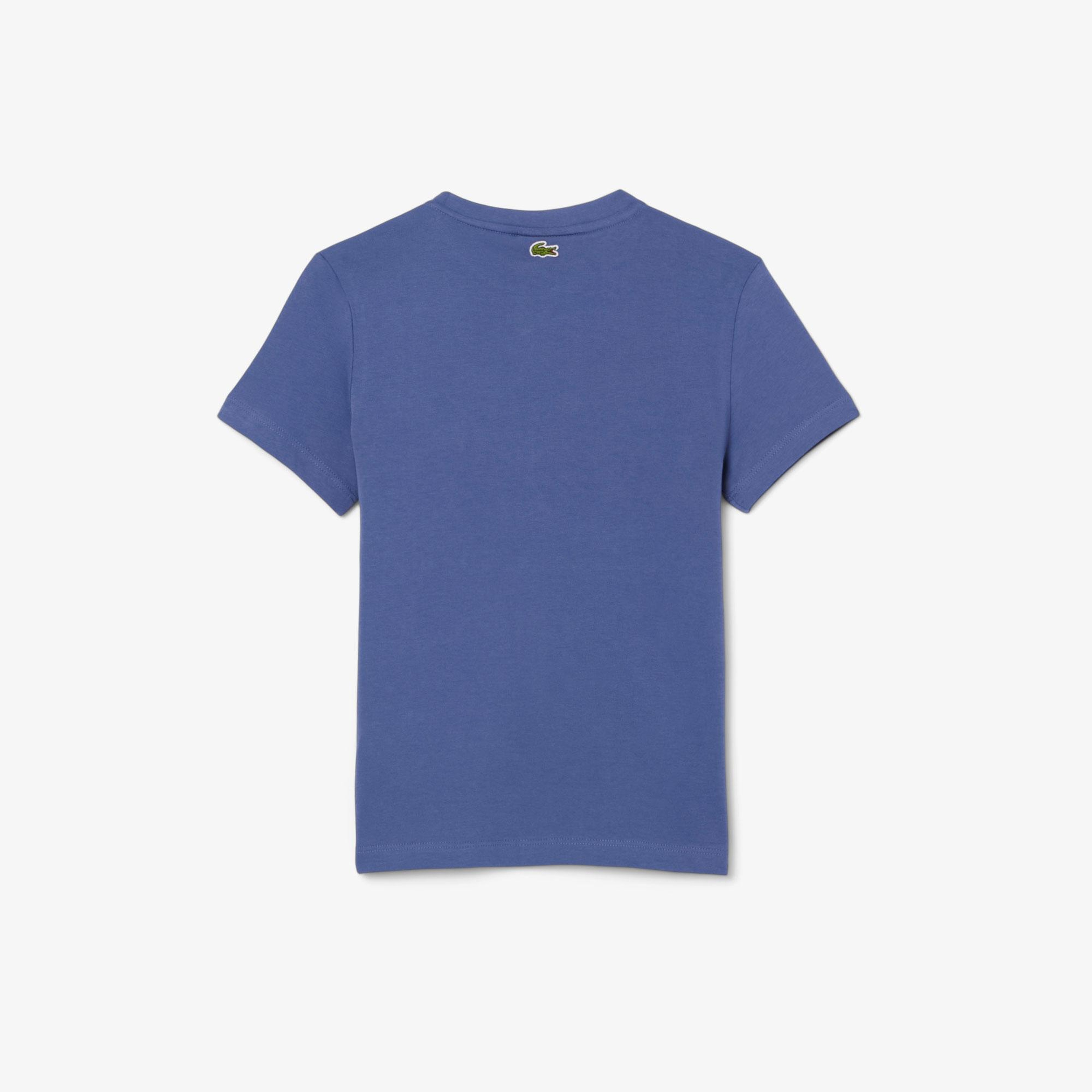 Çocuk Bisiklet Yaka Desenli Mor T-Shirt