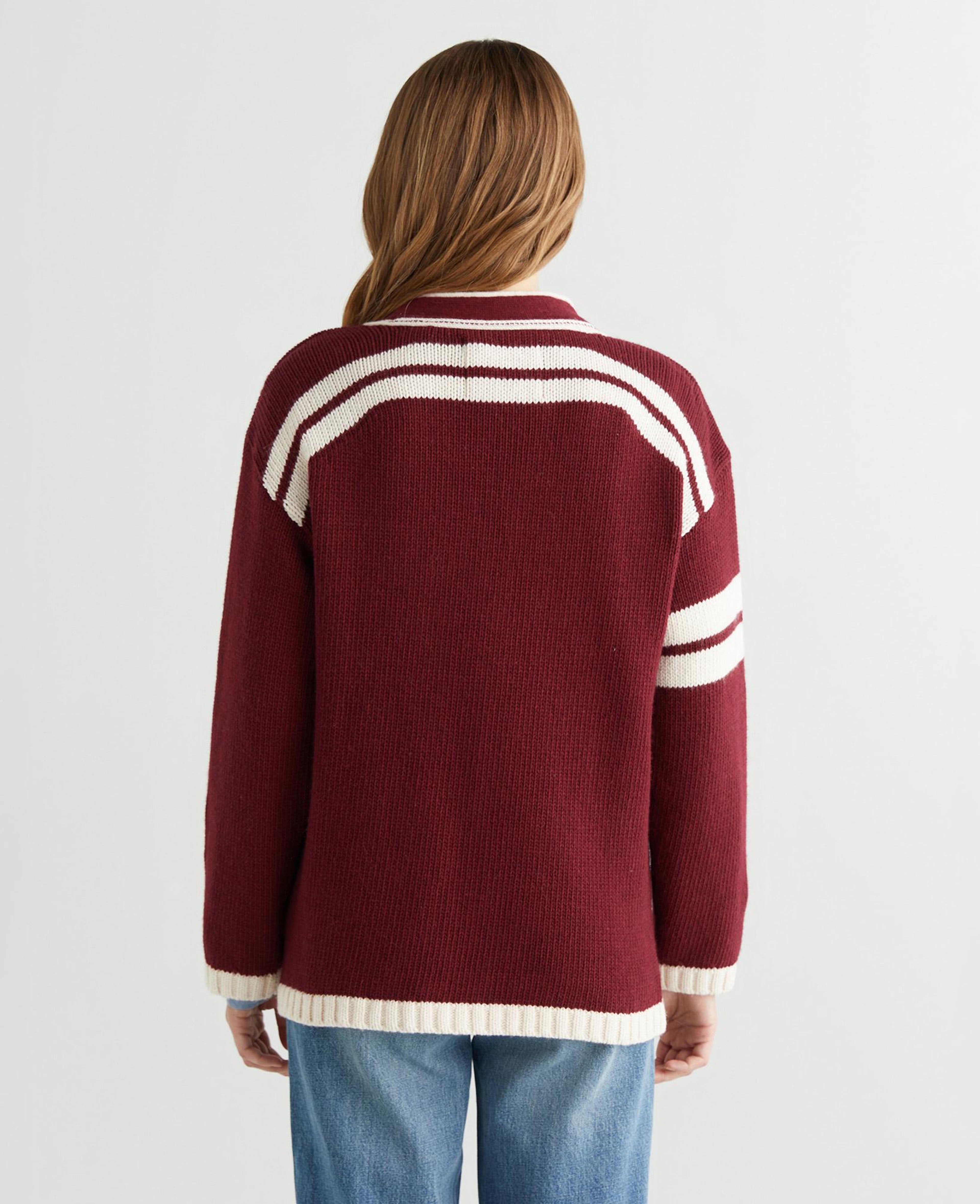 GANT Kadın Bordo Oversize Fit V Yaka Logolu Hırka