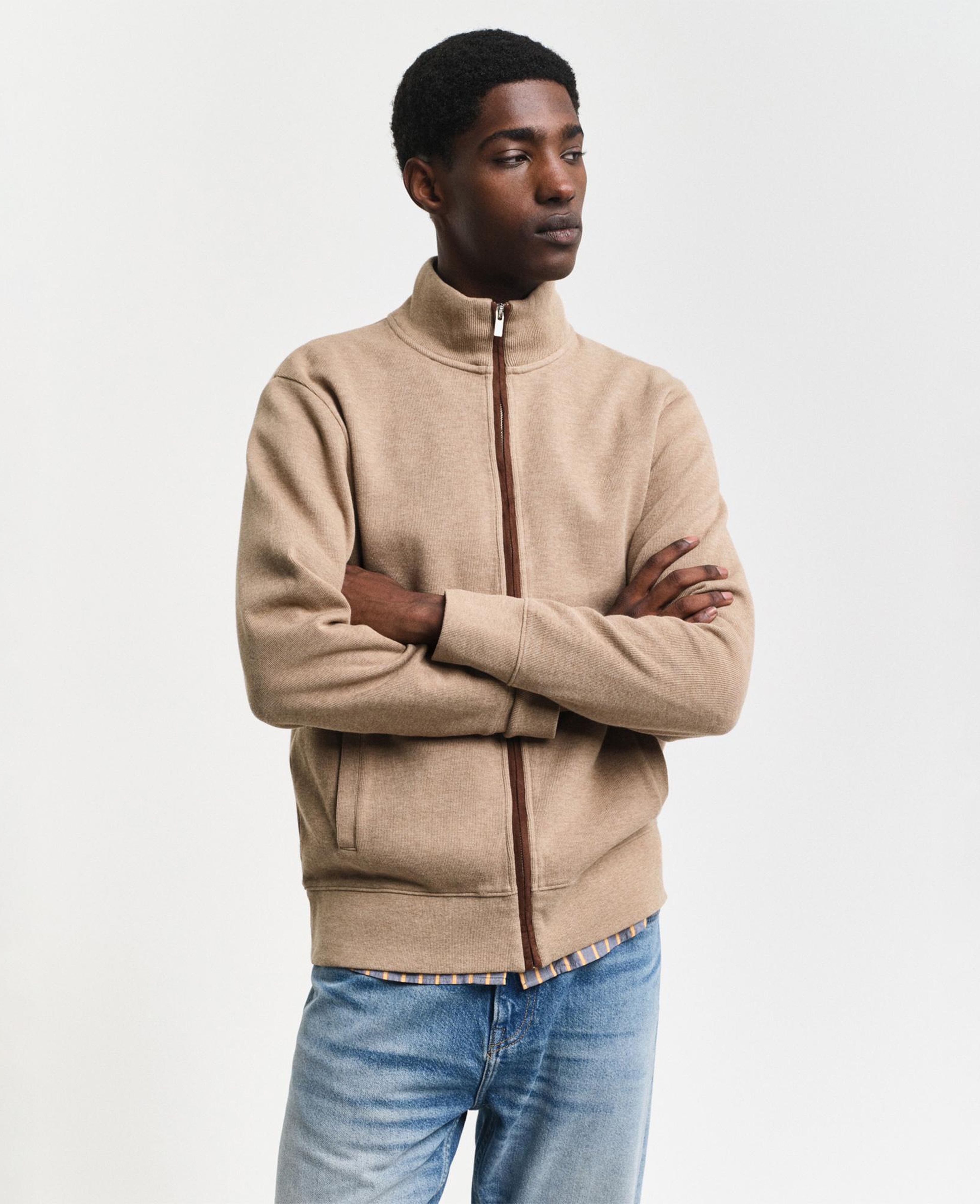 GANT Erkek Bej Regular Fit Fermuarlı Hırka