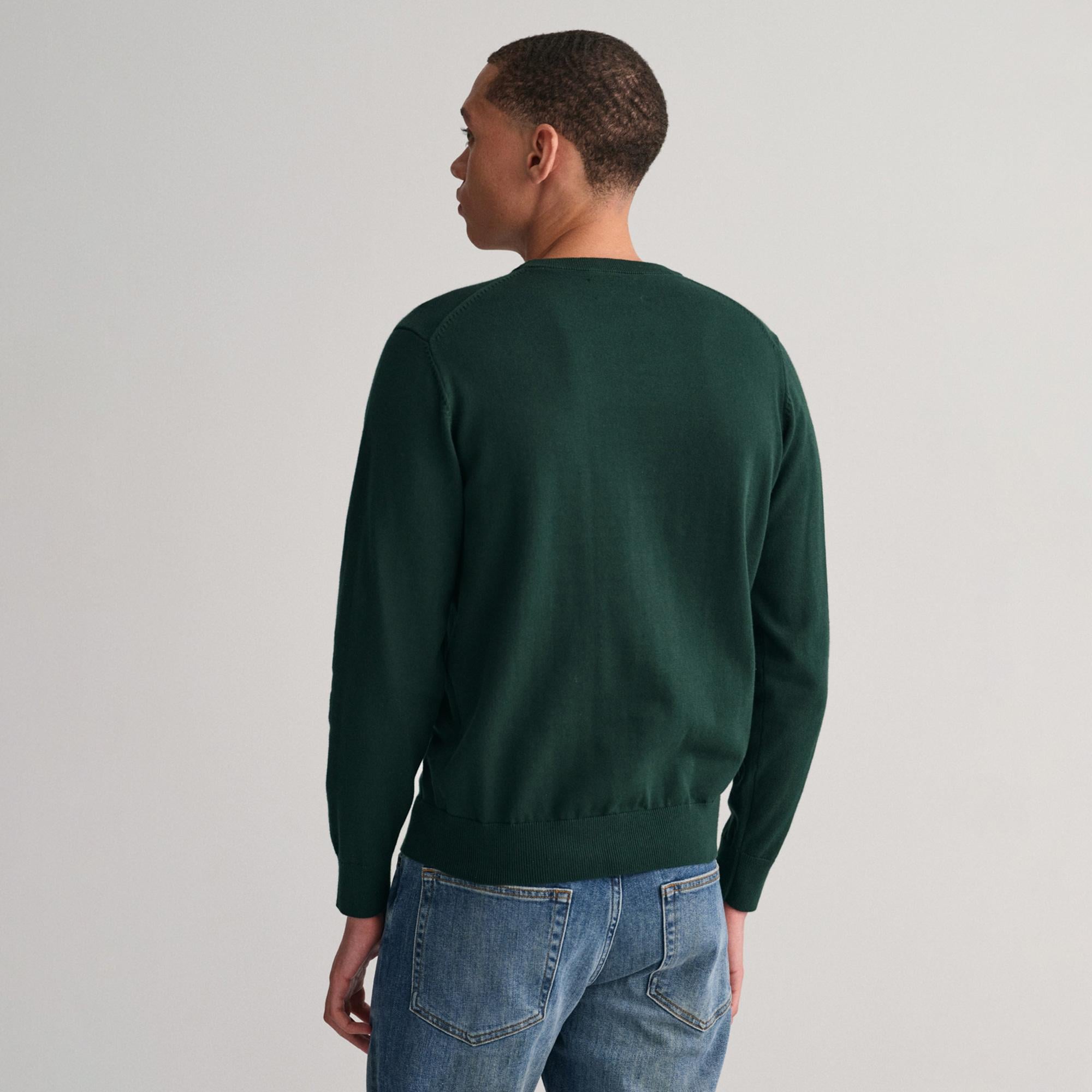 GANT Erkek Yeşil Regular Fit Bisiklet Yaka Kazak
