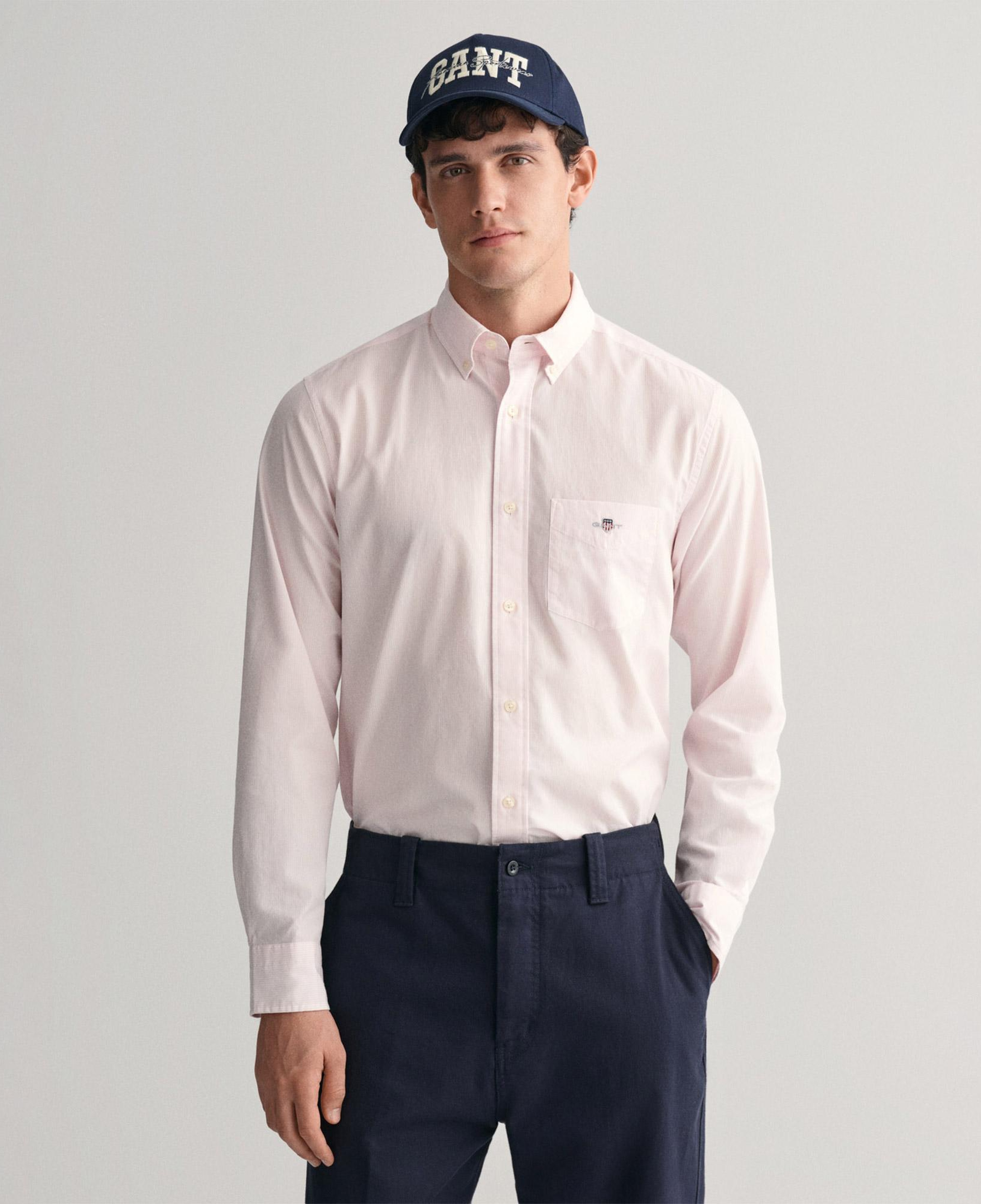 GANT Erkek Pembe Regular Fit Çizgili Düğmeli Yaka Gömlek