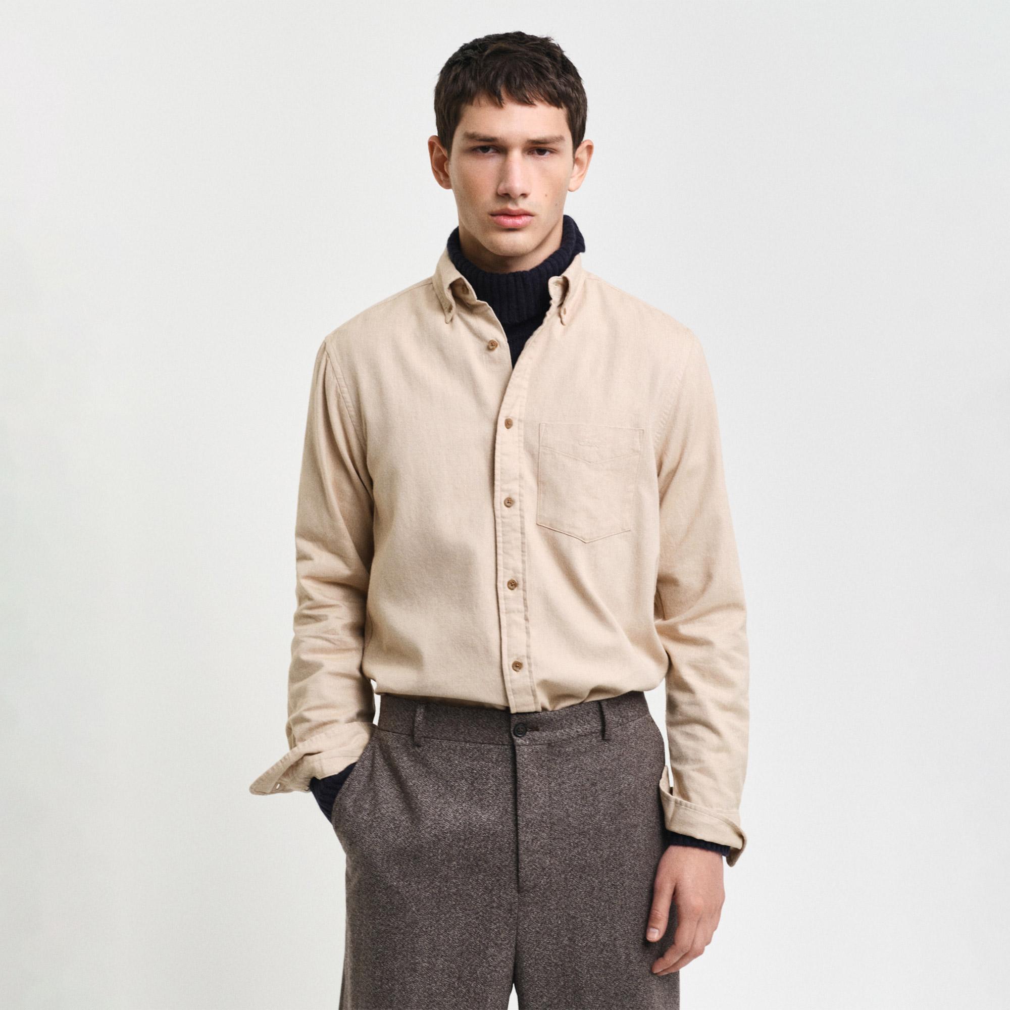 GANT Erkek Bej Regular Fit Düğmeli Yaka Gömlek
