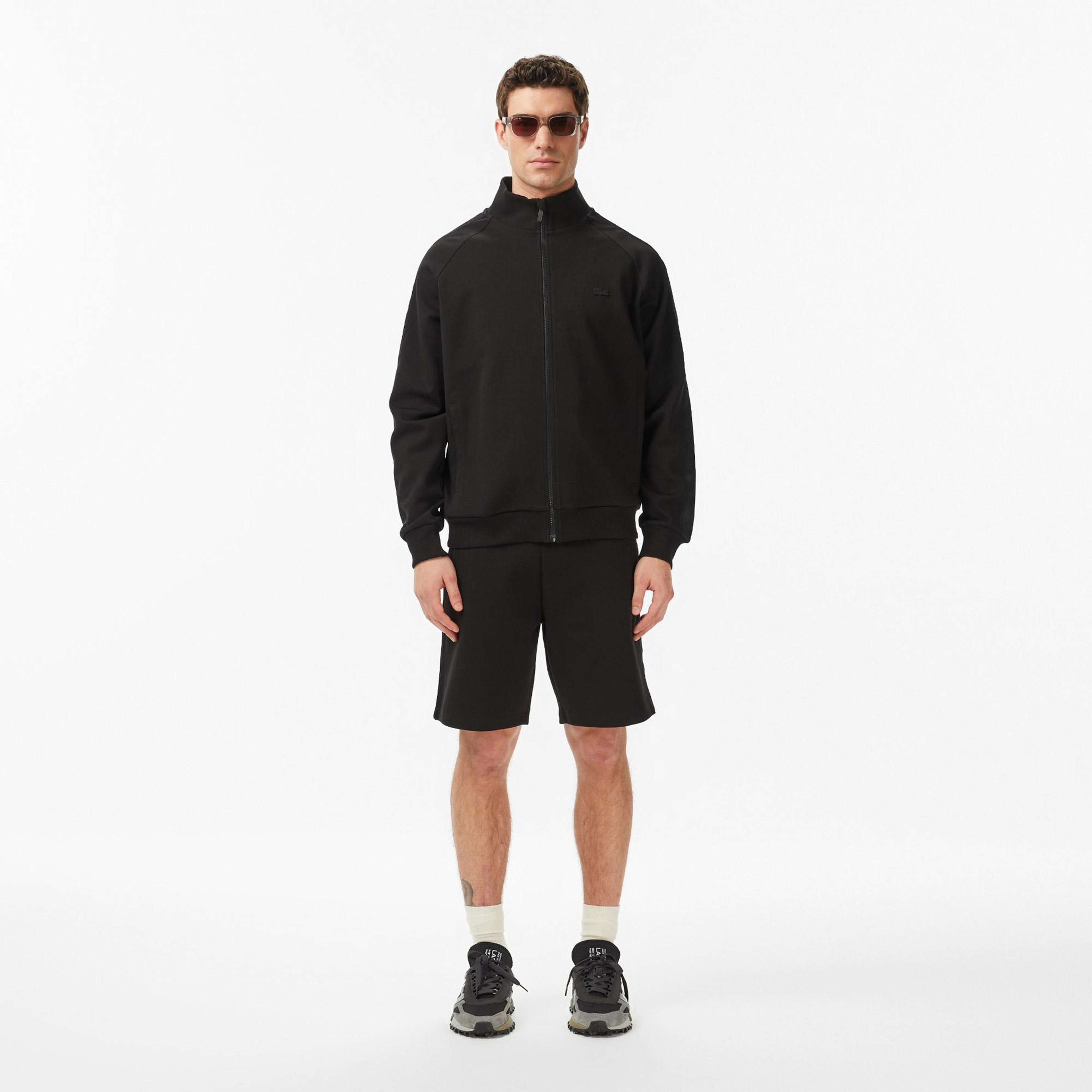 Erkek Classic Fit Dik Yaka Siyah Sweatshirt