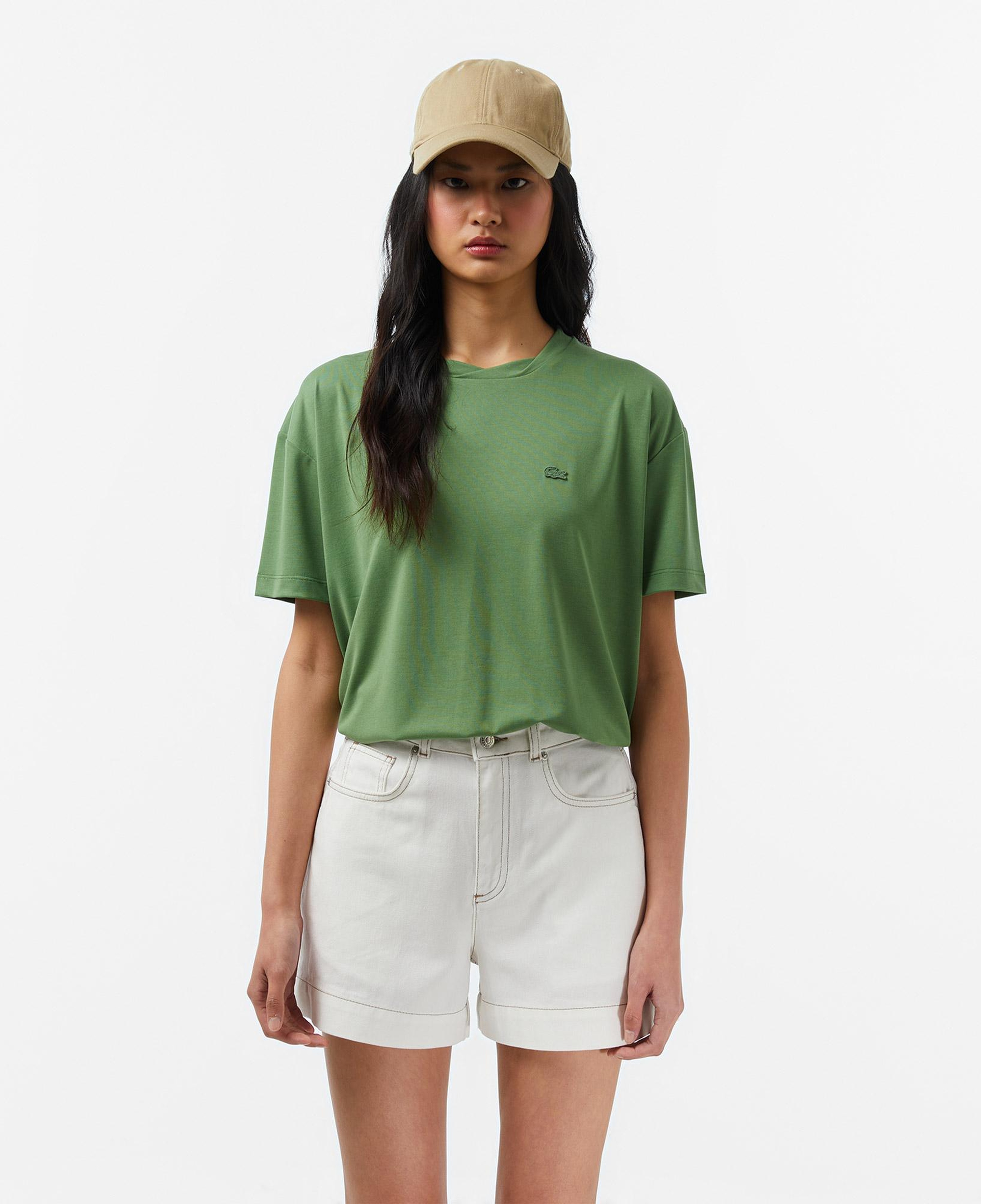 Kadın Relaxed Fit Bisiklet Yaka Yeşil T-Shirt