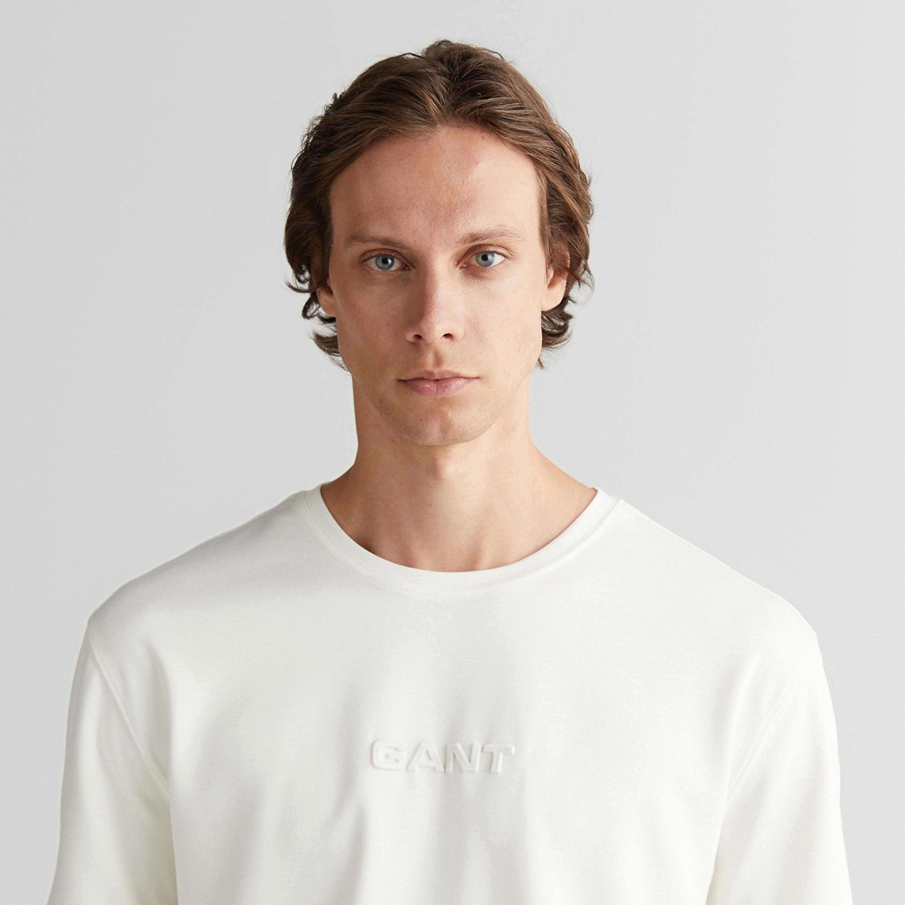 GANT Erkek Beyaz Bisiklet Yaka T-Shirt