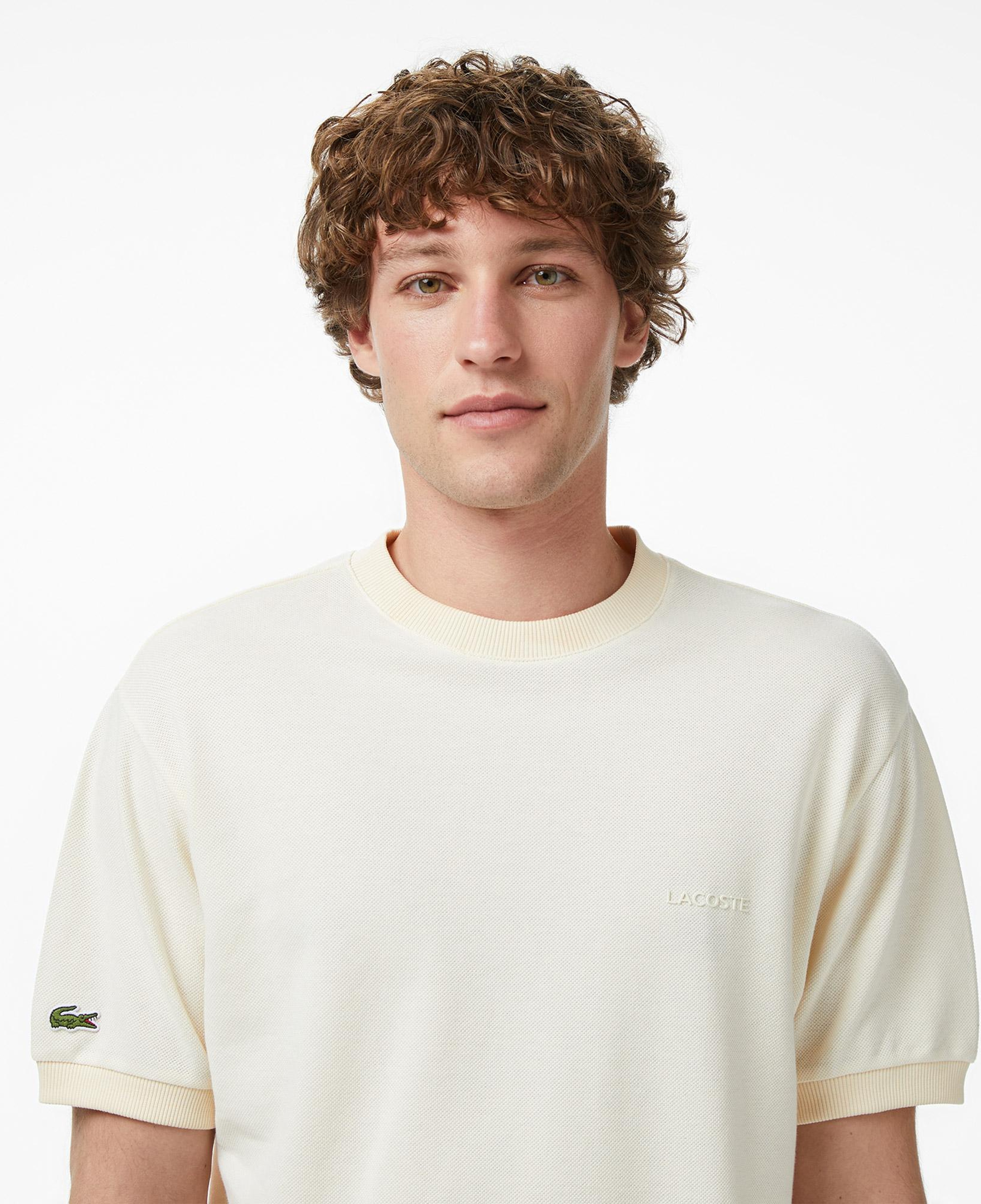 Erkek Relaxed Fit Bisiklet Yaka Bej T-Shirt
