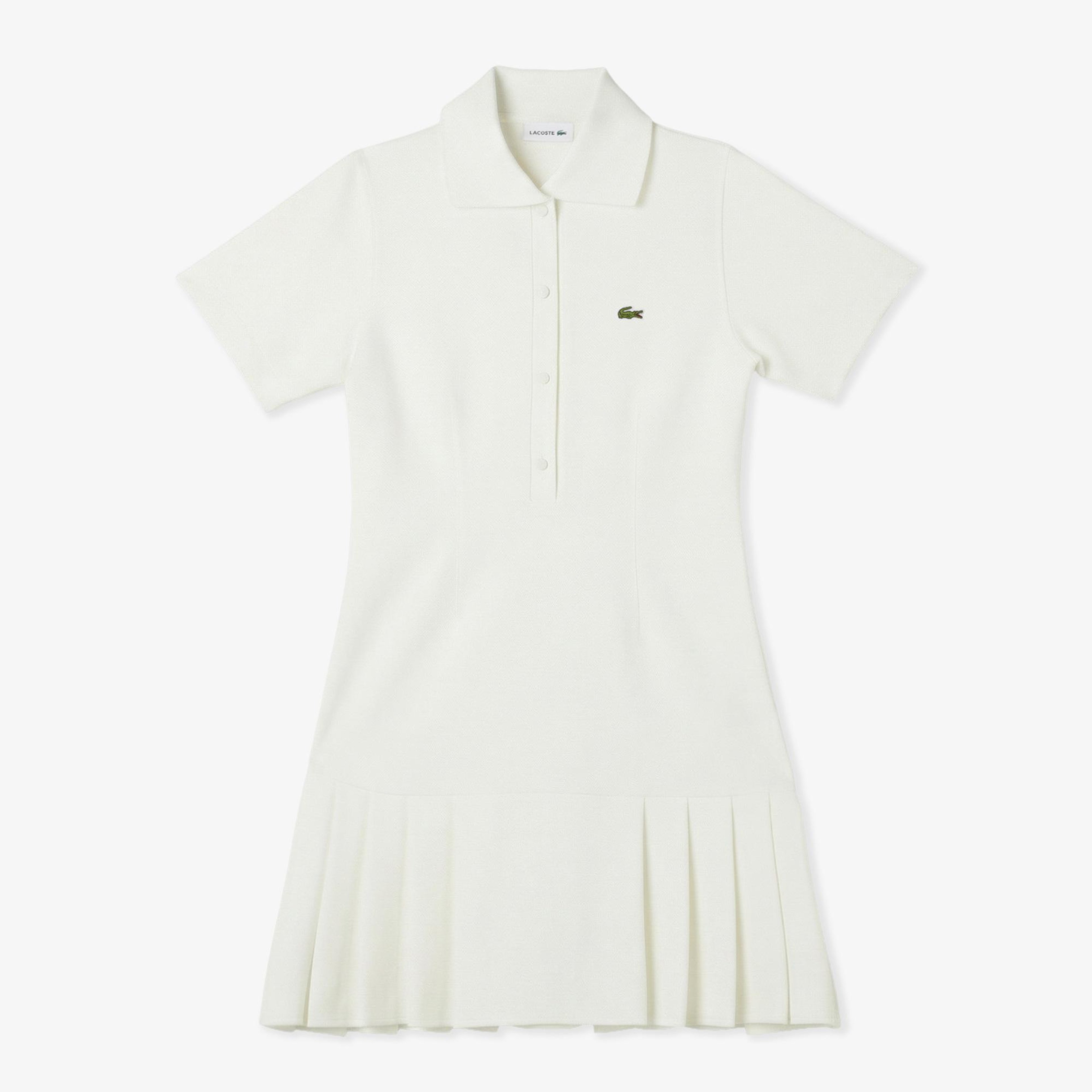 Kadın Classic Fit Kısa Kollu Polo Yaka Krem Elbise