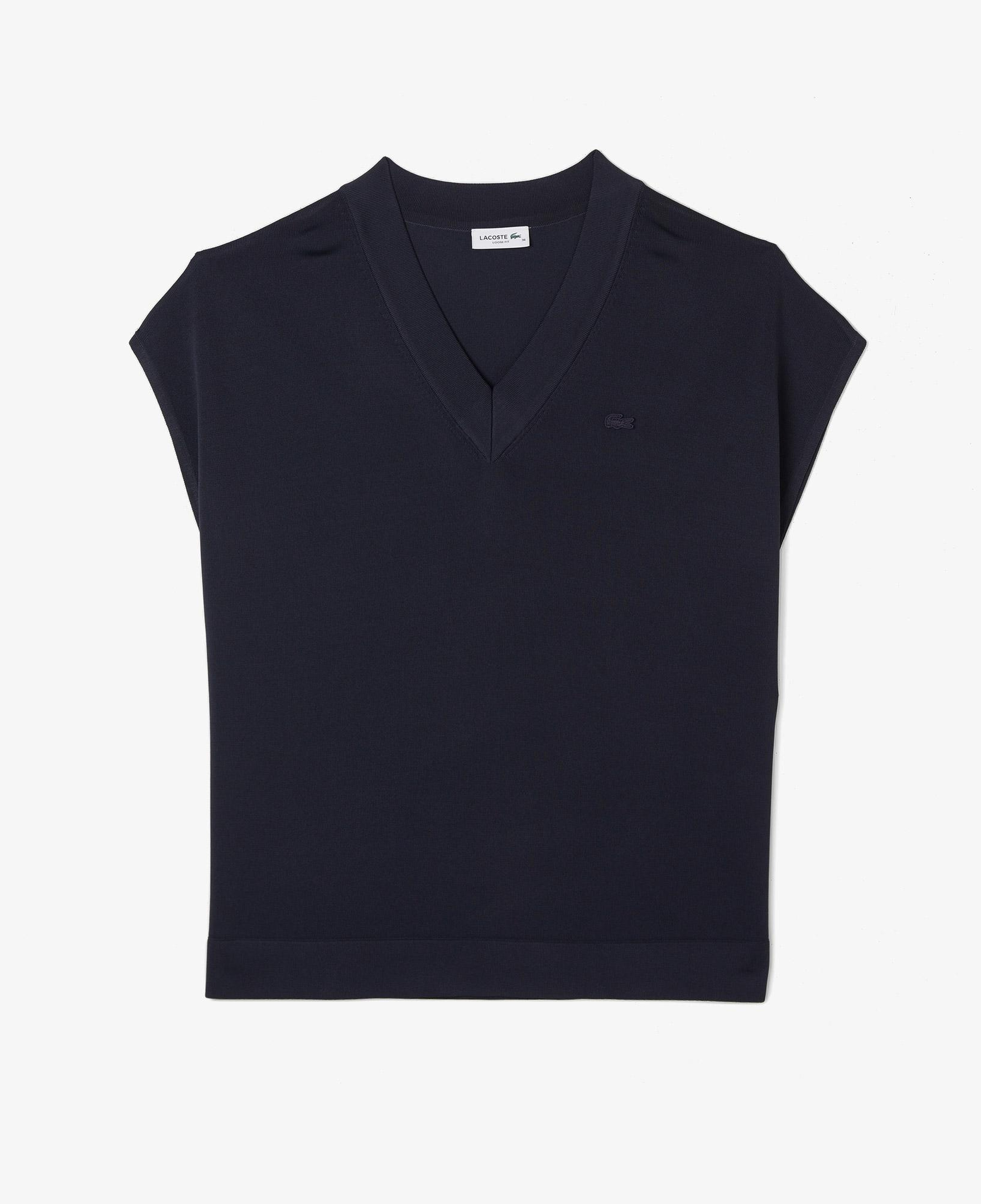 Kadın Relaxed Fit Kısa Kollu V Yaka Koyu Gri Triko