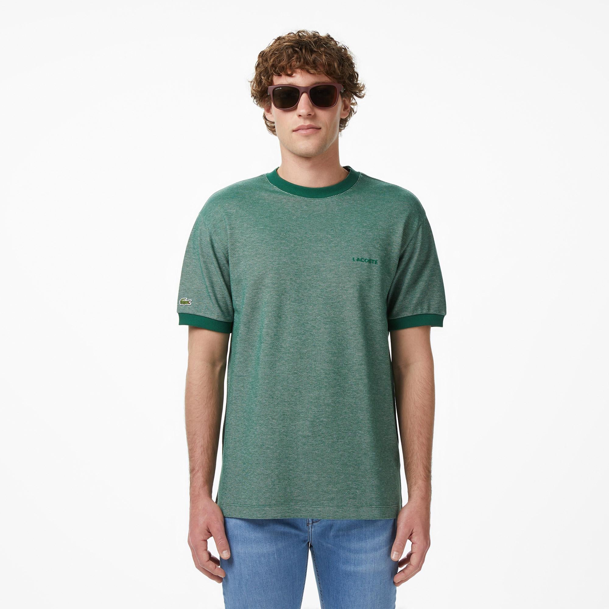 Erkek Relaxed Fit Bisiklet Yaka Koyu Yeşil T-Shirt