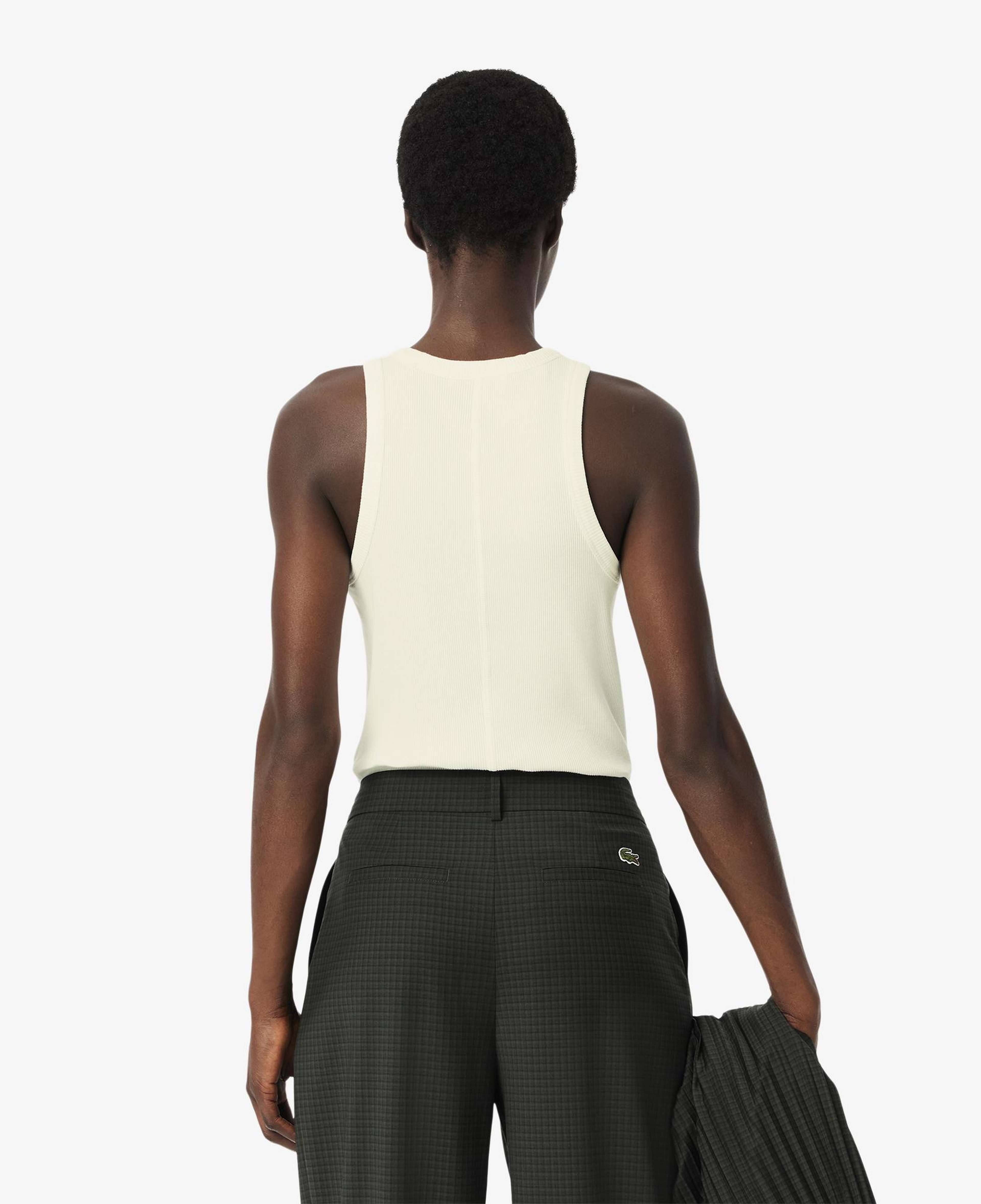 Kadın Slim Fit Kolsuz Krem T-Shirt