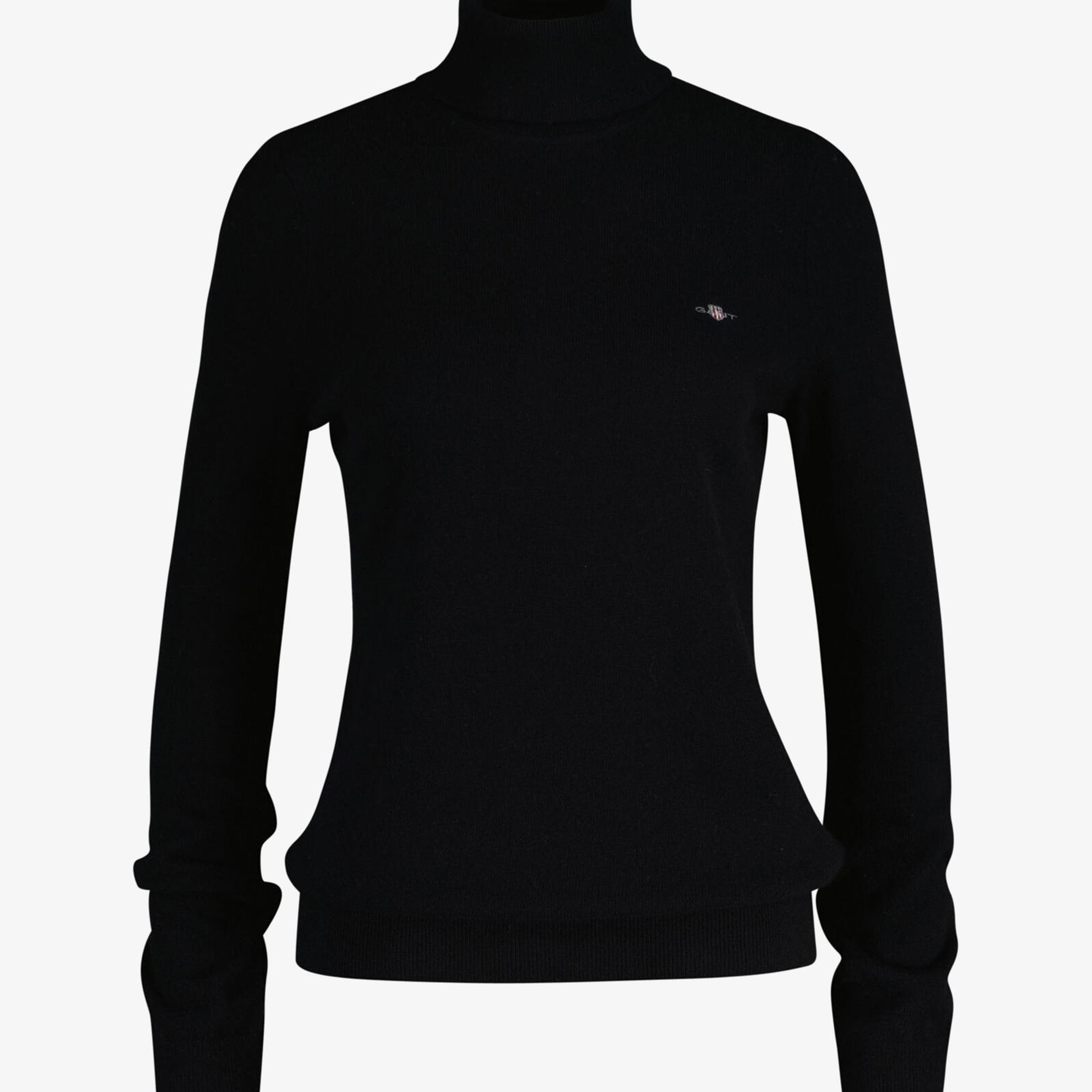 GANT Kadın Siyah Regular Fit Boğazlı Yaka Yün Kazak