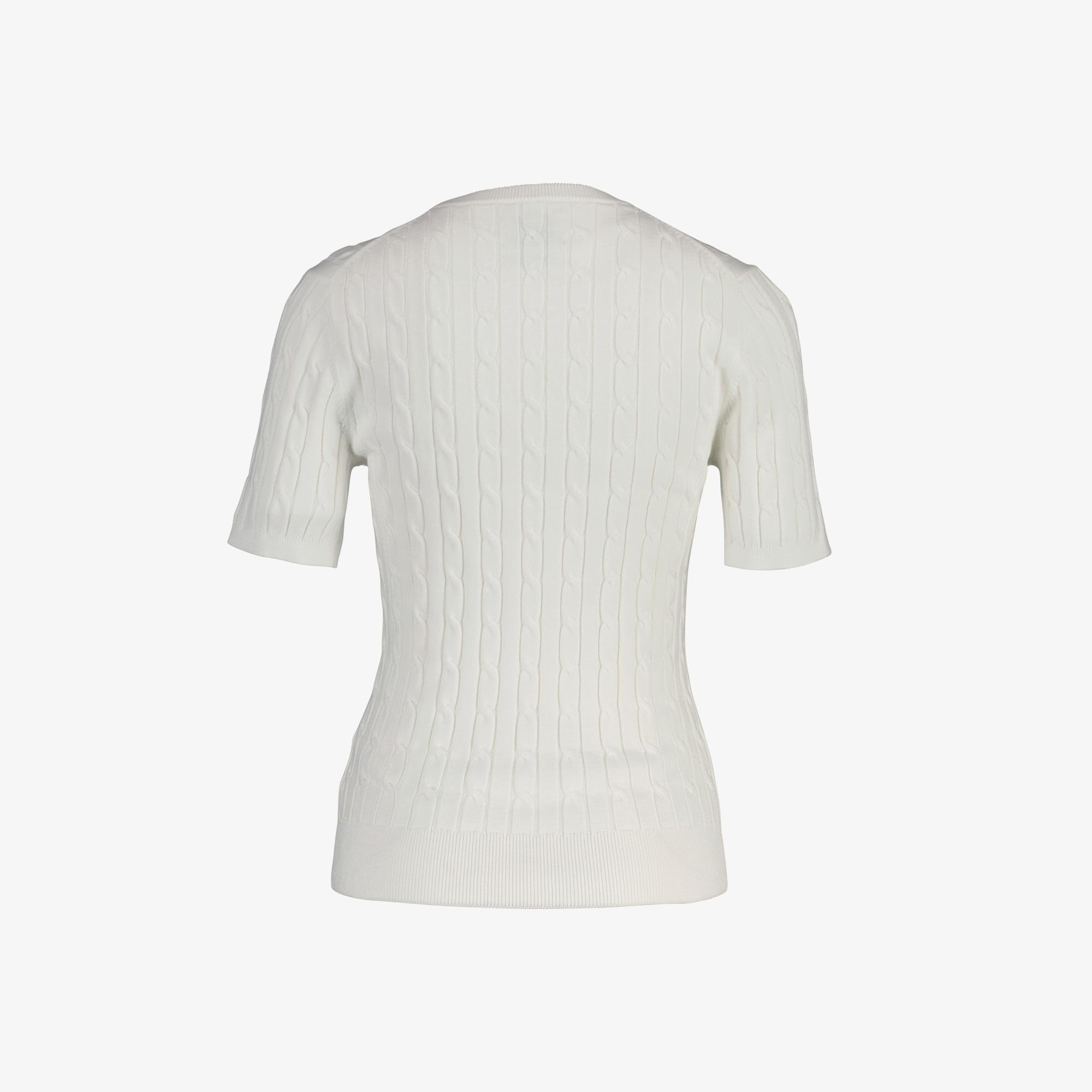GANT Kadın Beyaz Slim Fit Bisiklet Yaka Kısa Kollu Kazak