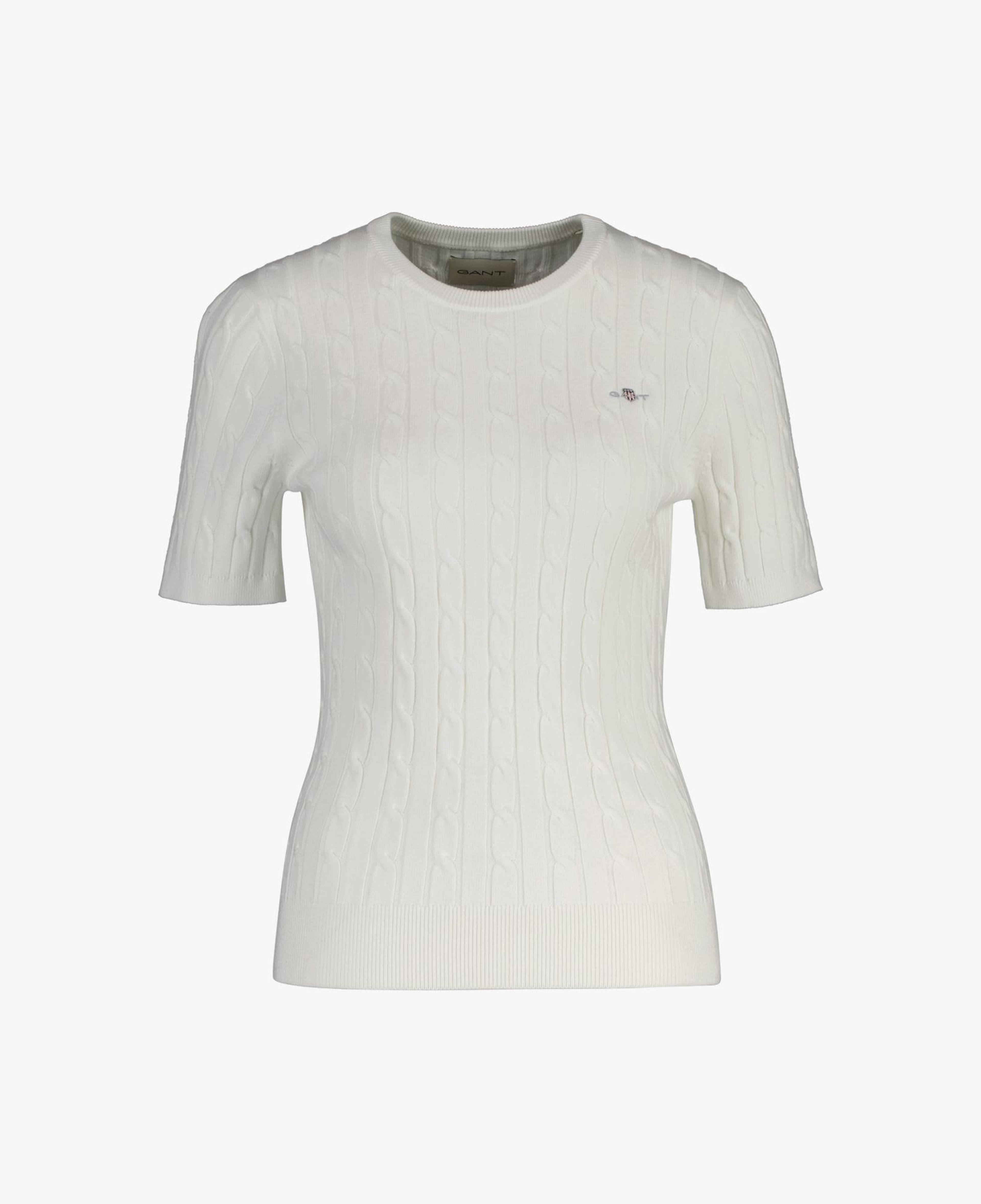 GANT Kadın Beyaz Slim Fit Bisiklet Yaka Kısa Kollu Kazak