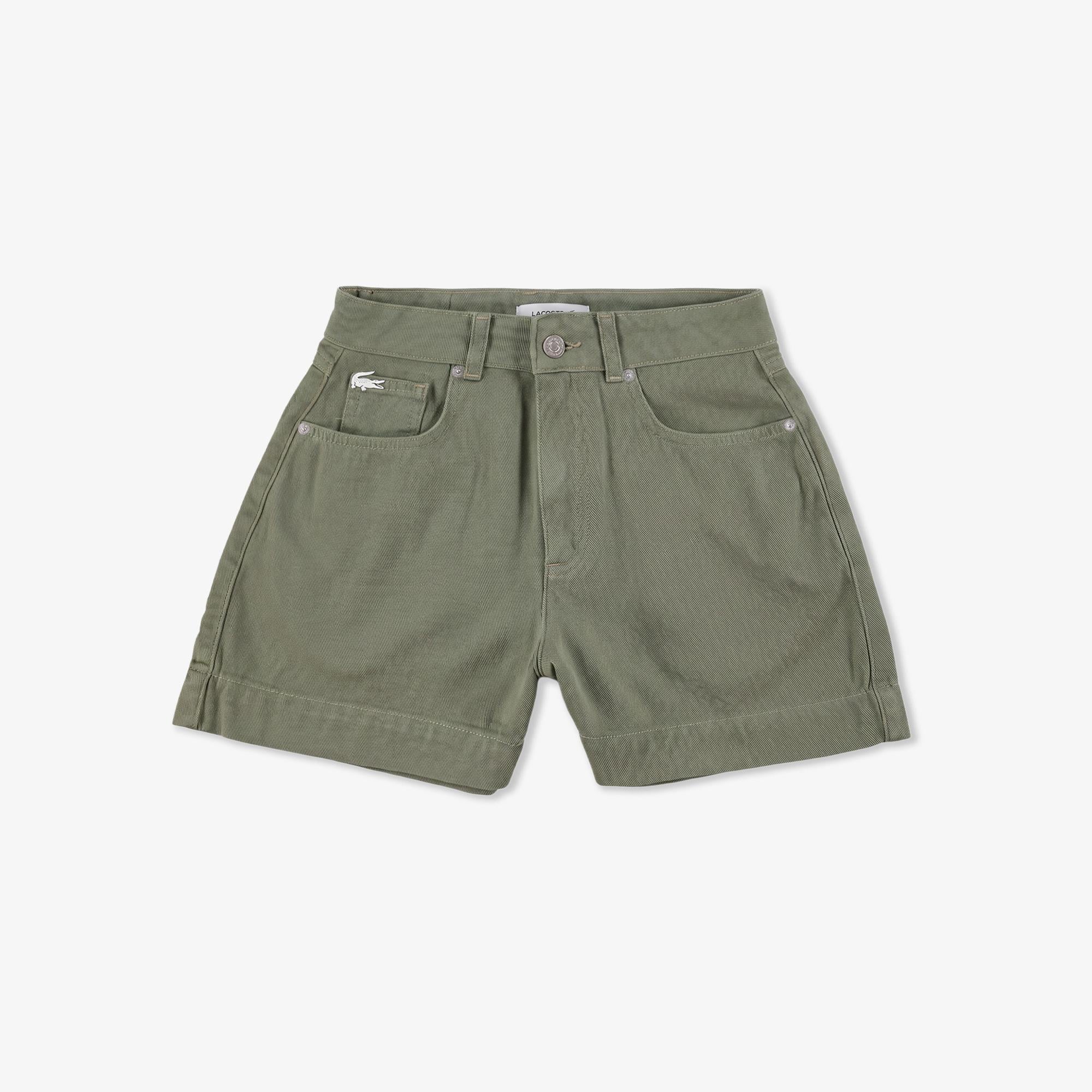 Kadın Slim Fit Haki Bermuda