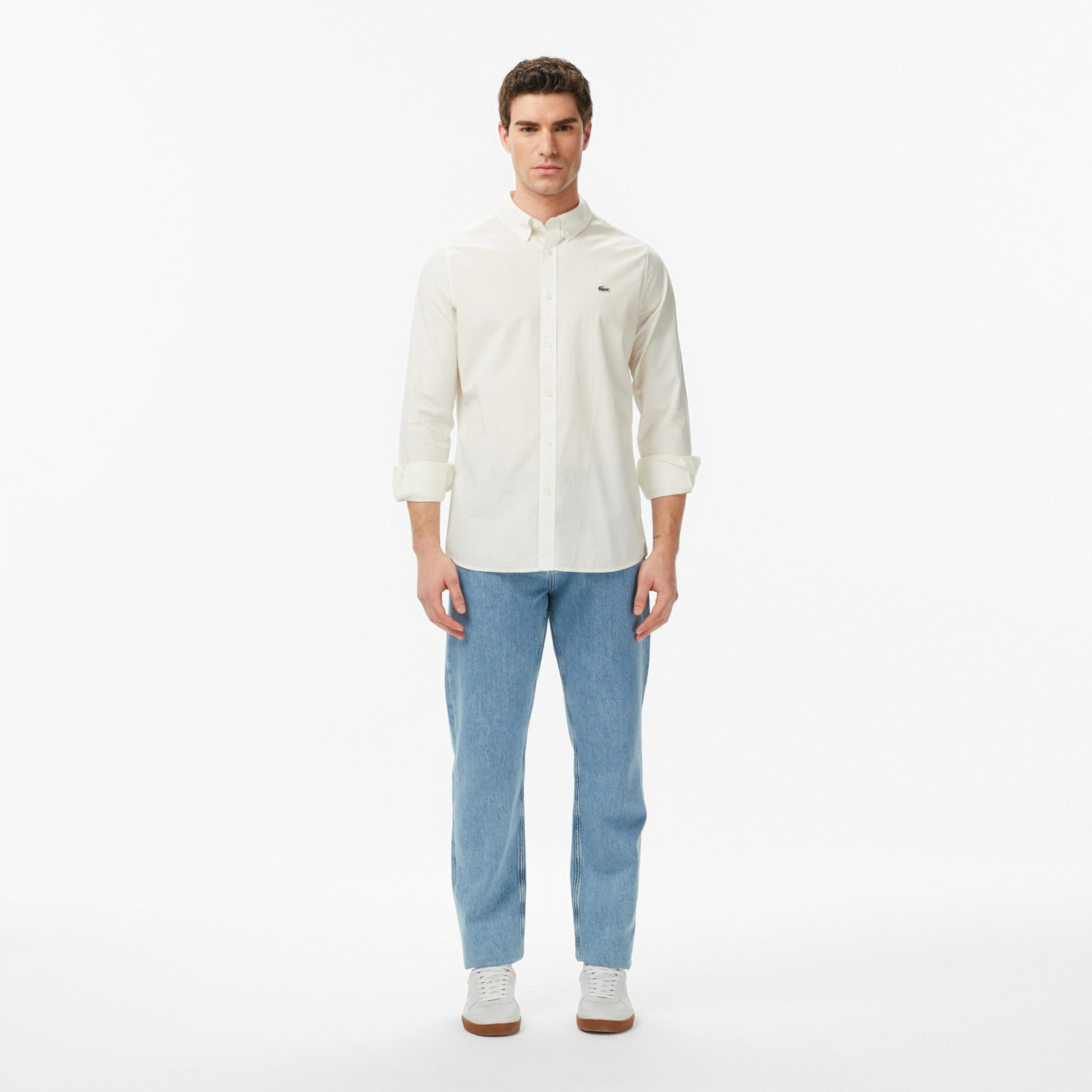 Erkek Slim Fit Krem Gömlek