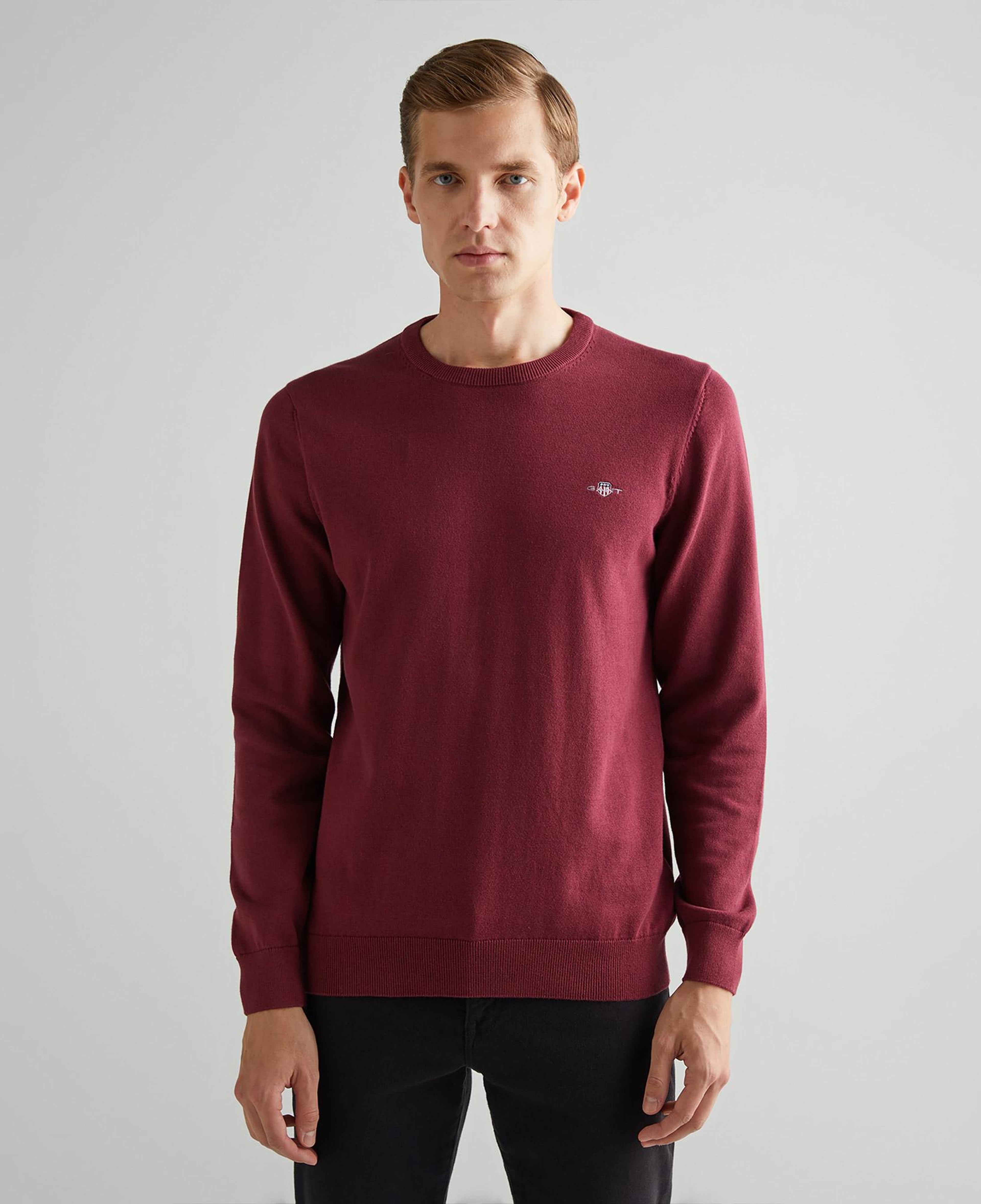 GANT Erkek Bordo Regular Fit Bisiklet Yaka Kazak