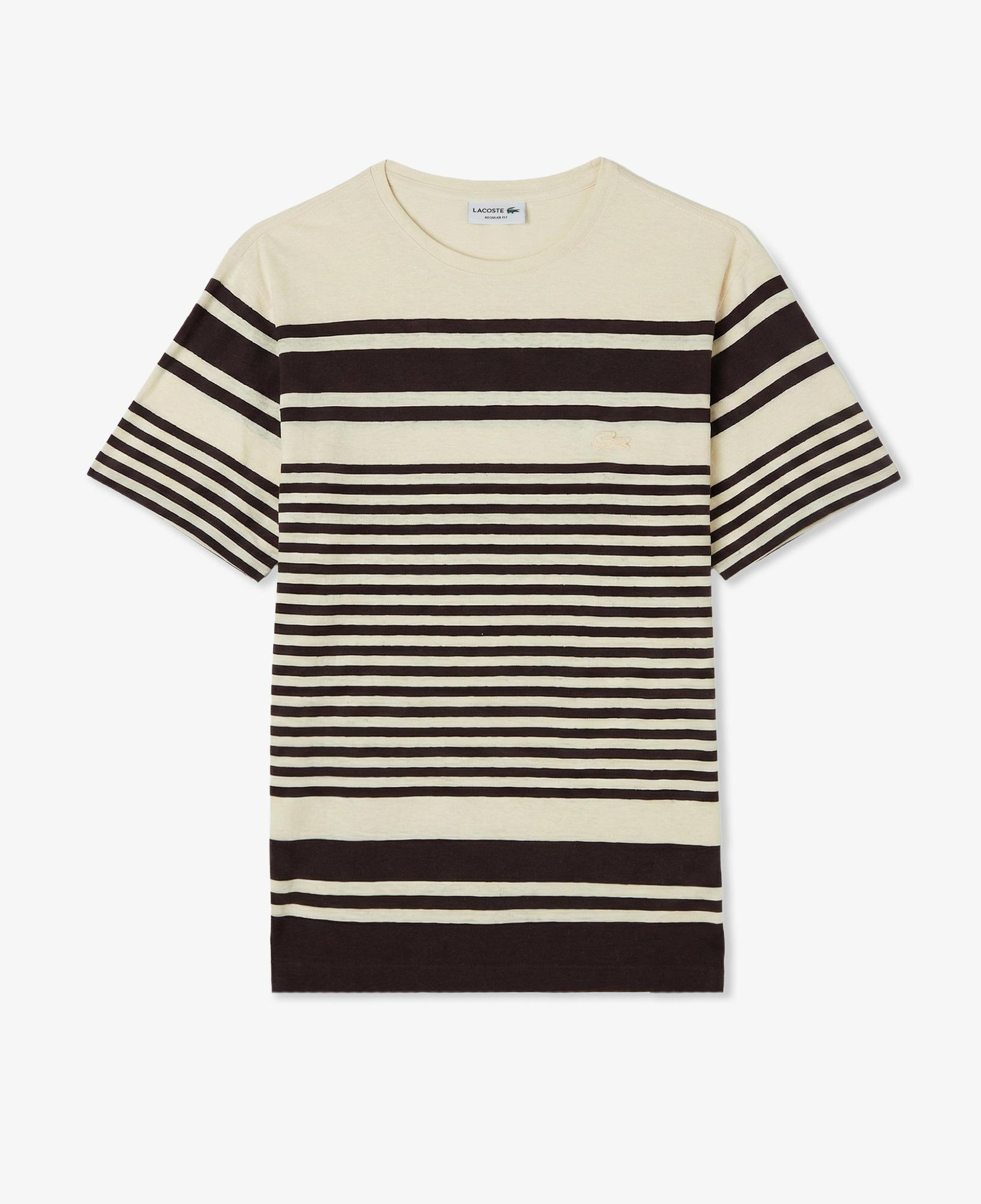 Erkek Regular Fit Bisiklet Yaka Çizgili Kahverengi T-Shirt