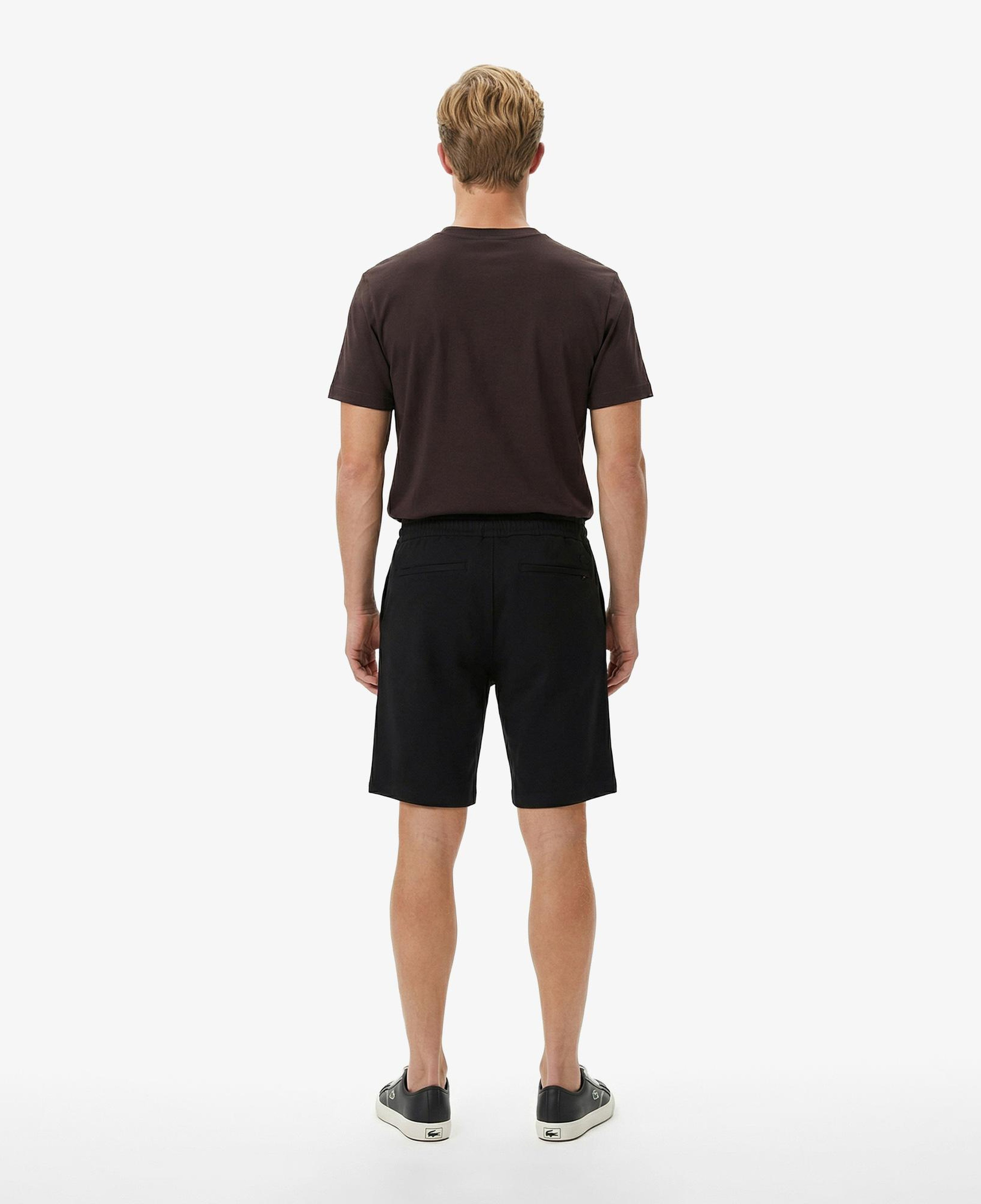 Erkek Tapered Fit Keten Siyah Bermuda Şort