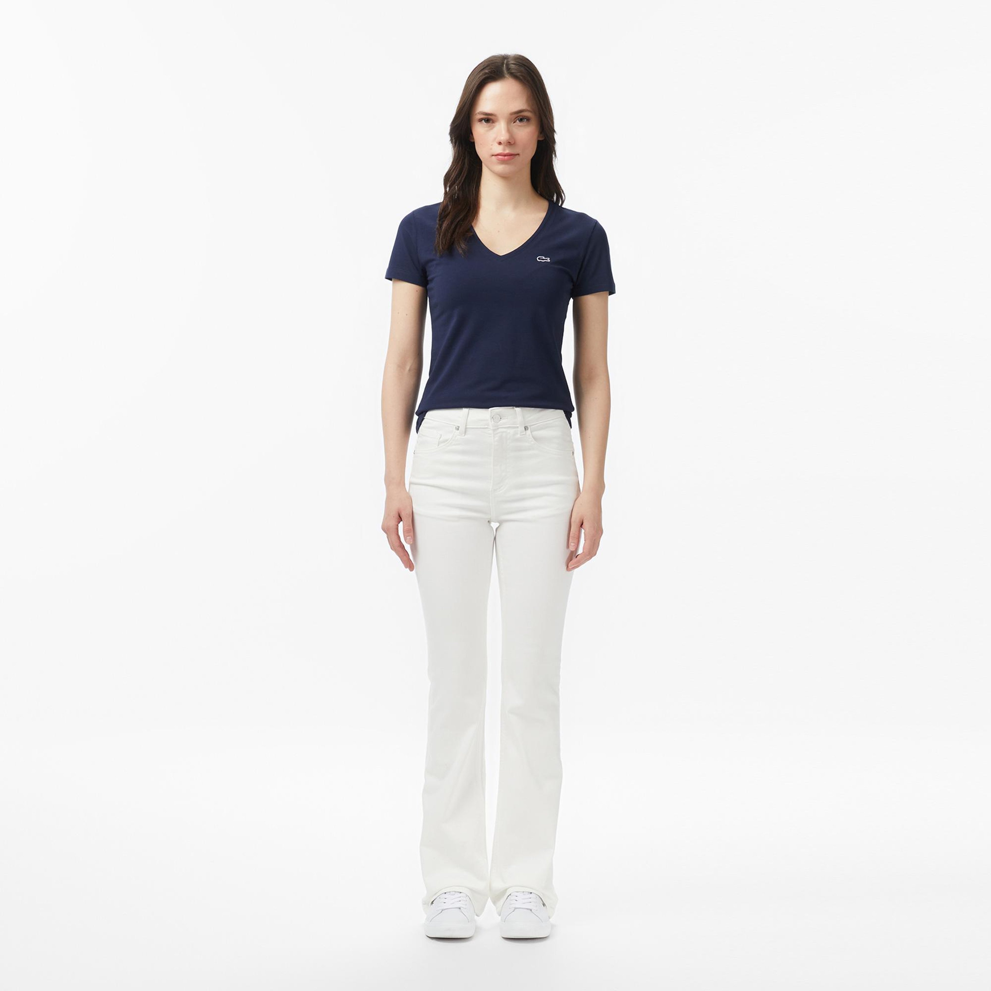 Kadın Slim Fit Krem Jean Pantolon
