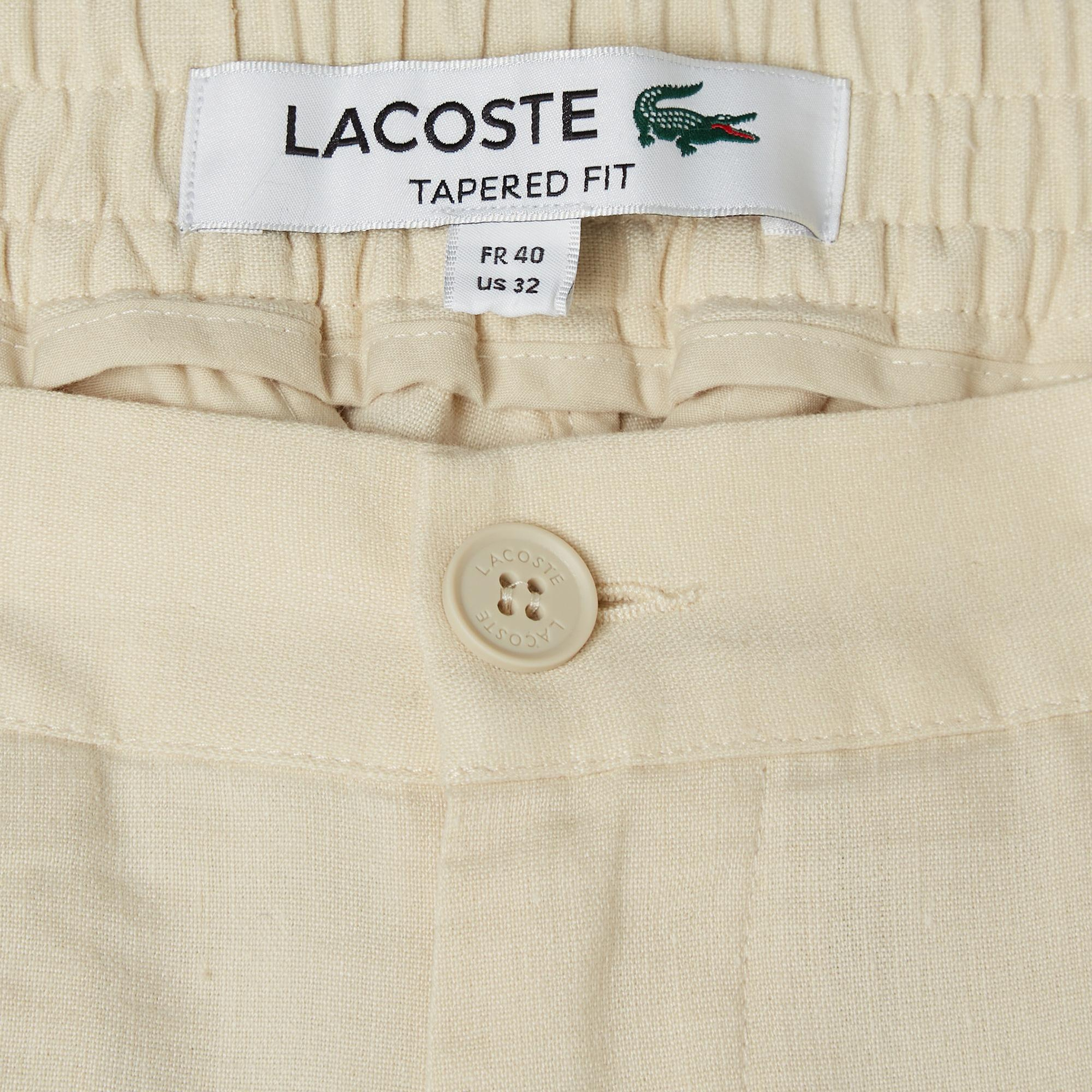 Erkek Tapered Fit Krem Chino Pantolon