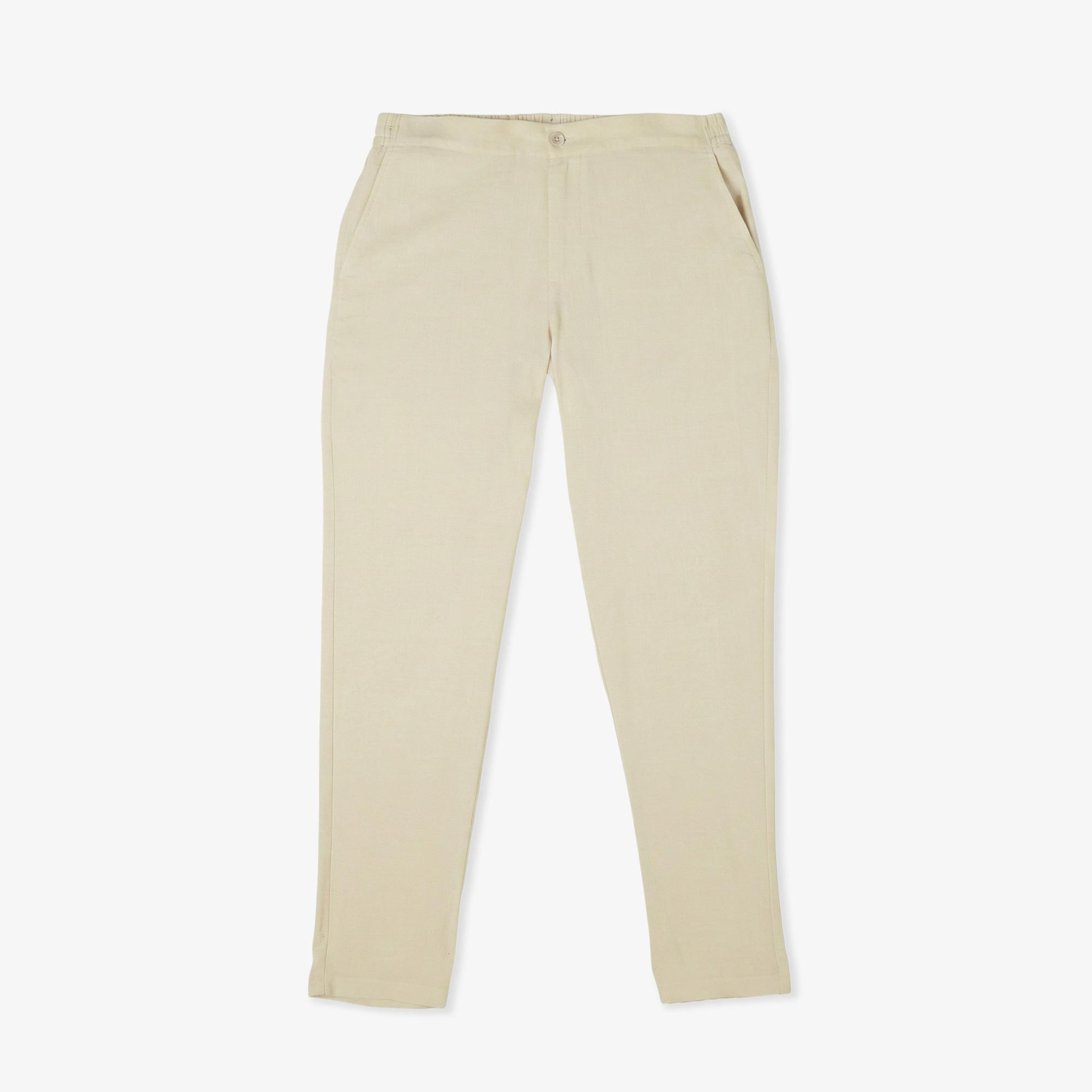 Erkek Tapered Fit Krem Chino Pantolon
