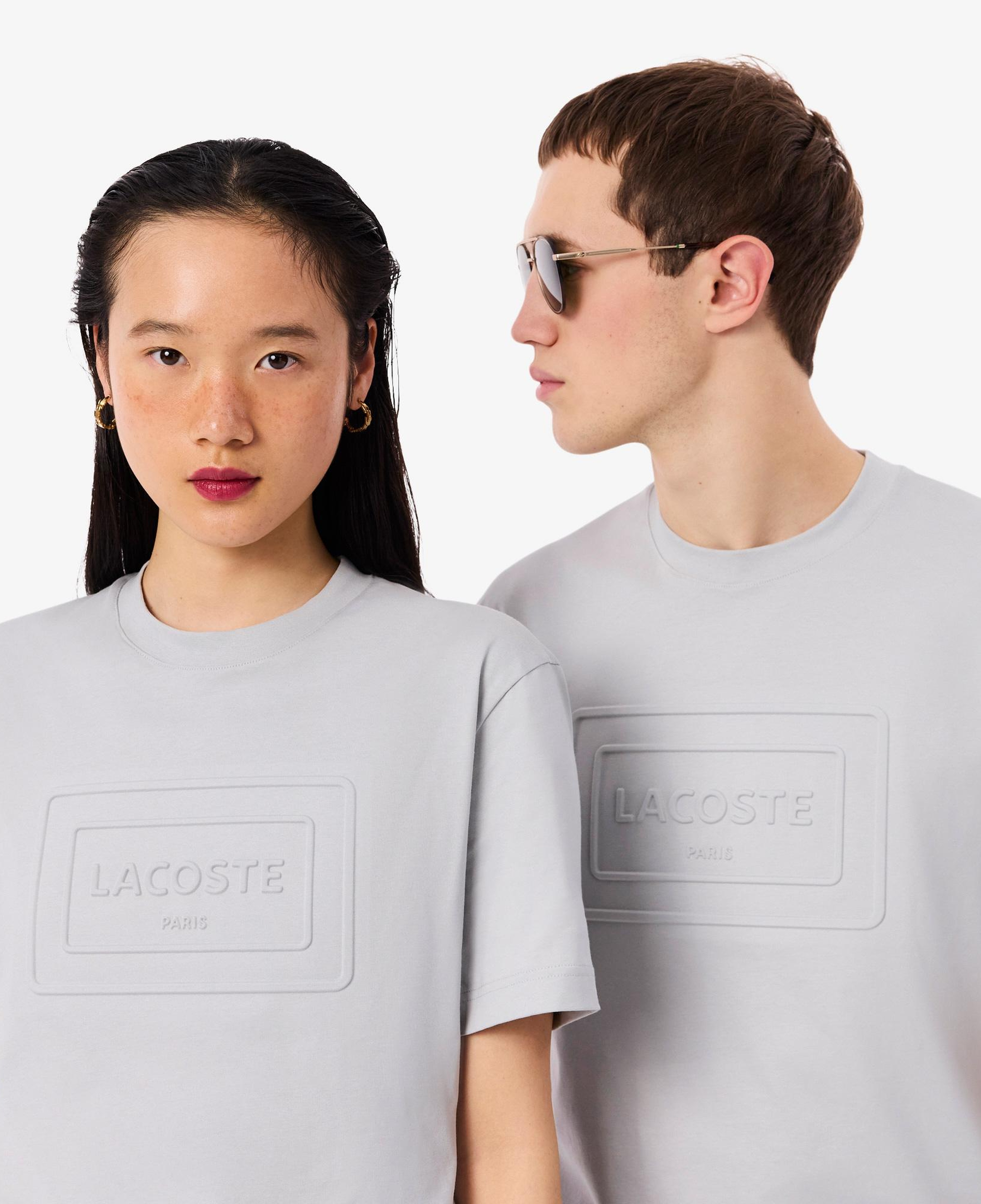 Unisex Classic Fit Bisiklet Yaka Baskılı Gri T-Shirt