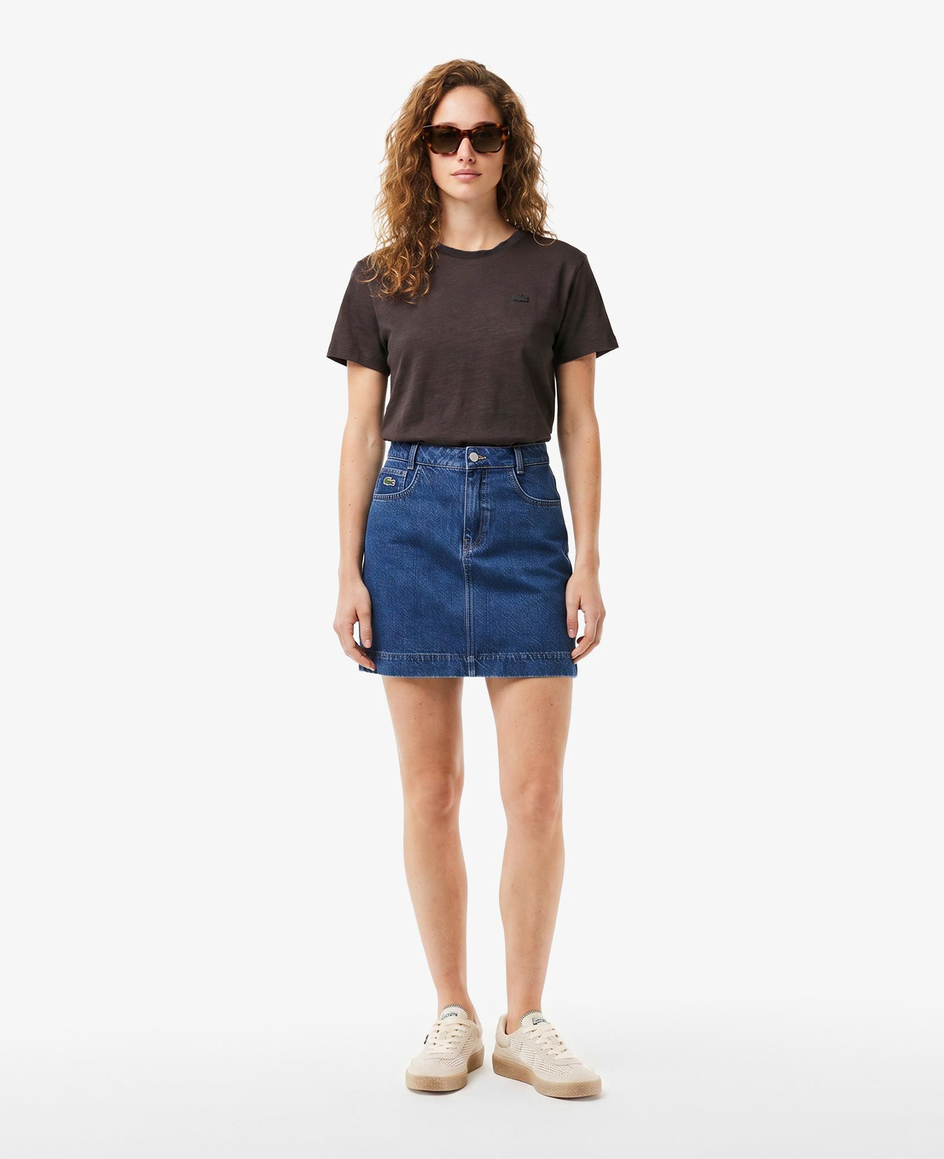 Kadın Loose Fit V Yaka Kahverengi T-Shirt