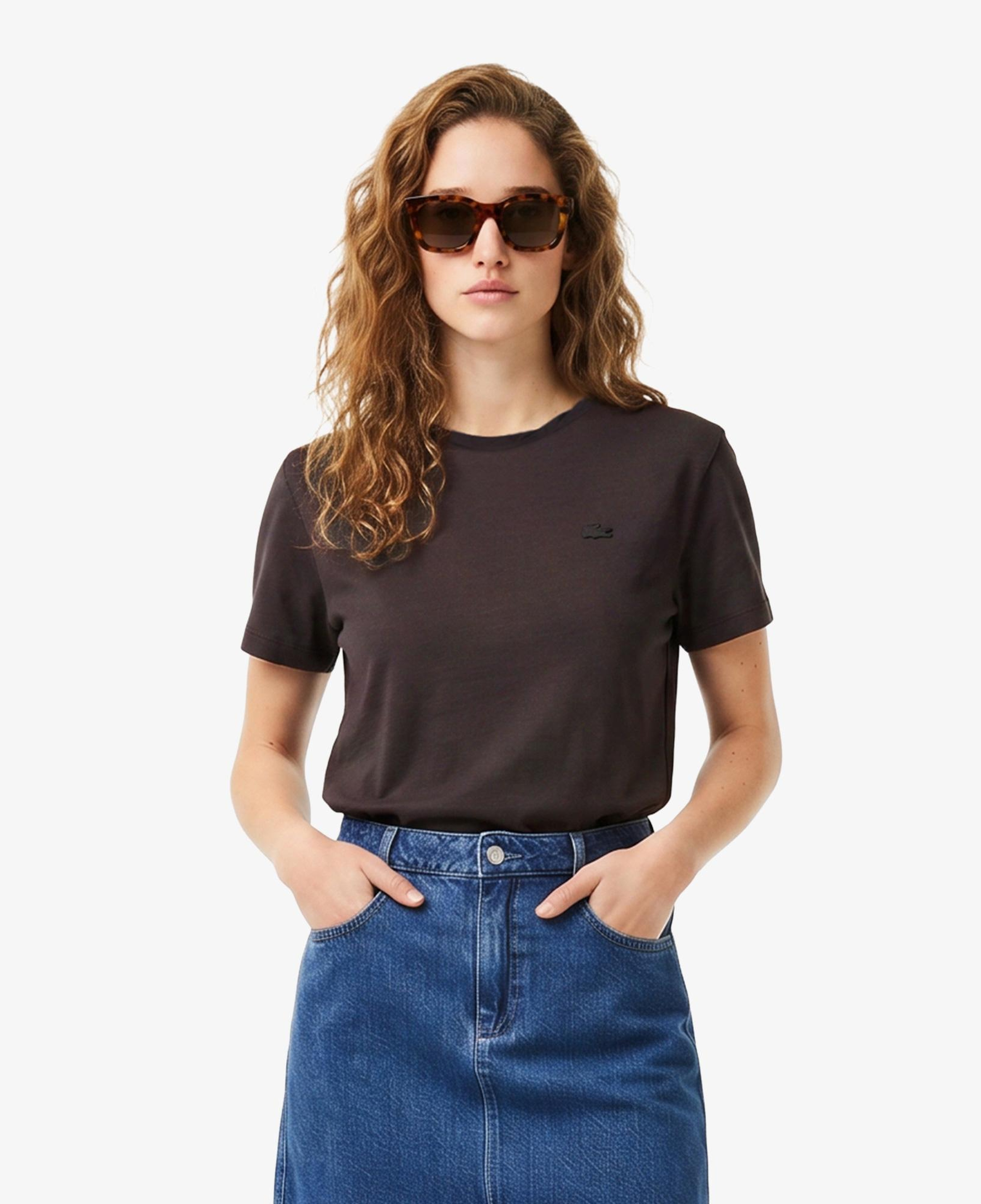 Kadın Loose Fit V Yaka Kahverengi T-Shirt