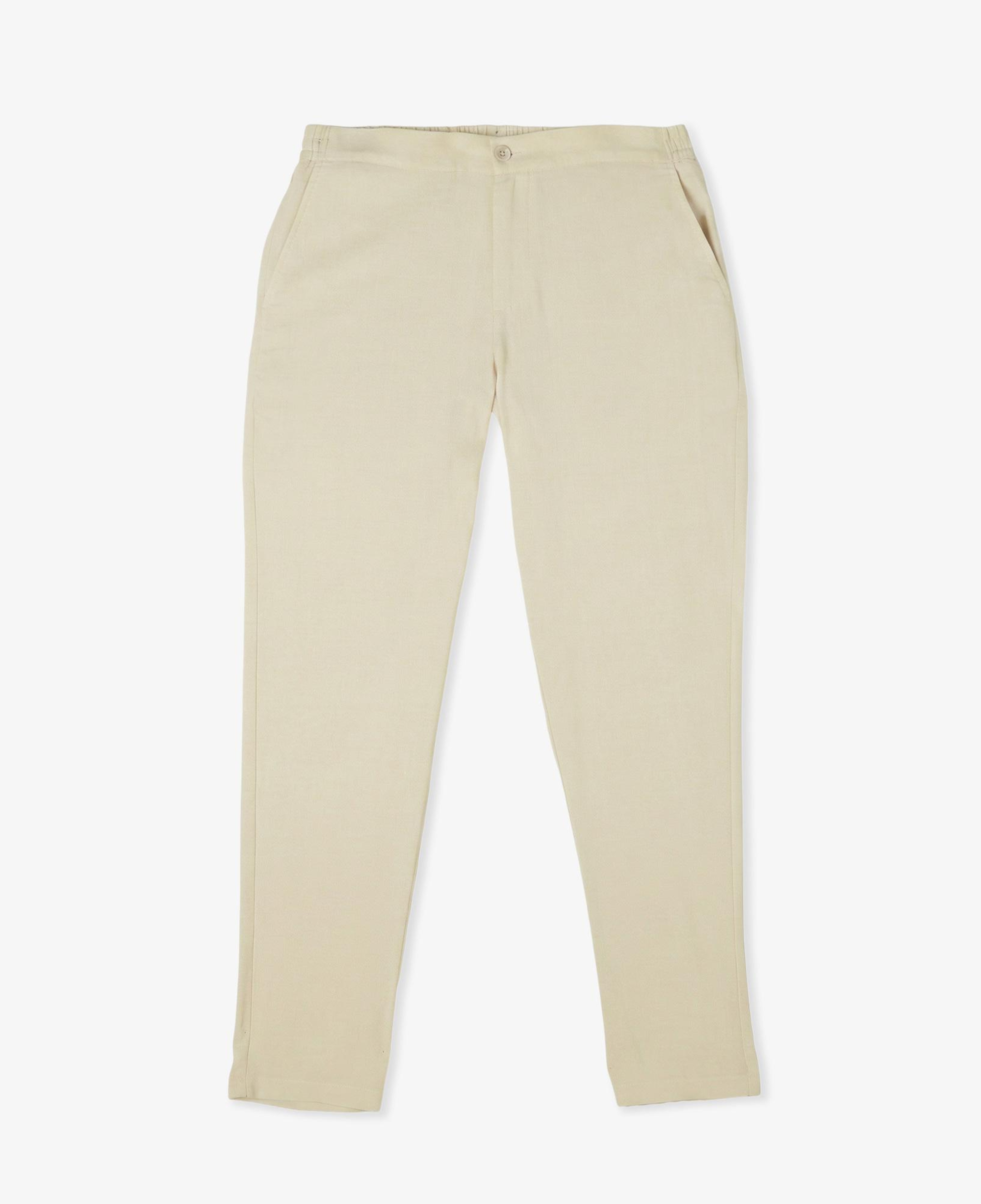 Erkek Tapered Fit Krem Chino Pantolon