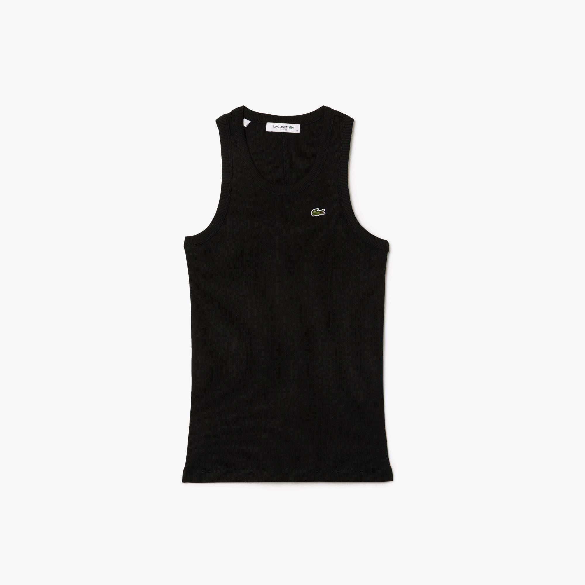Kadın Slim Fit Kolsuz Siyah T-Shirt
