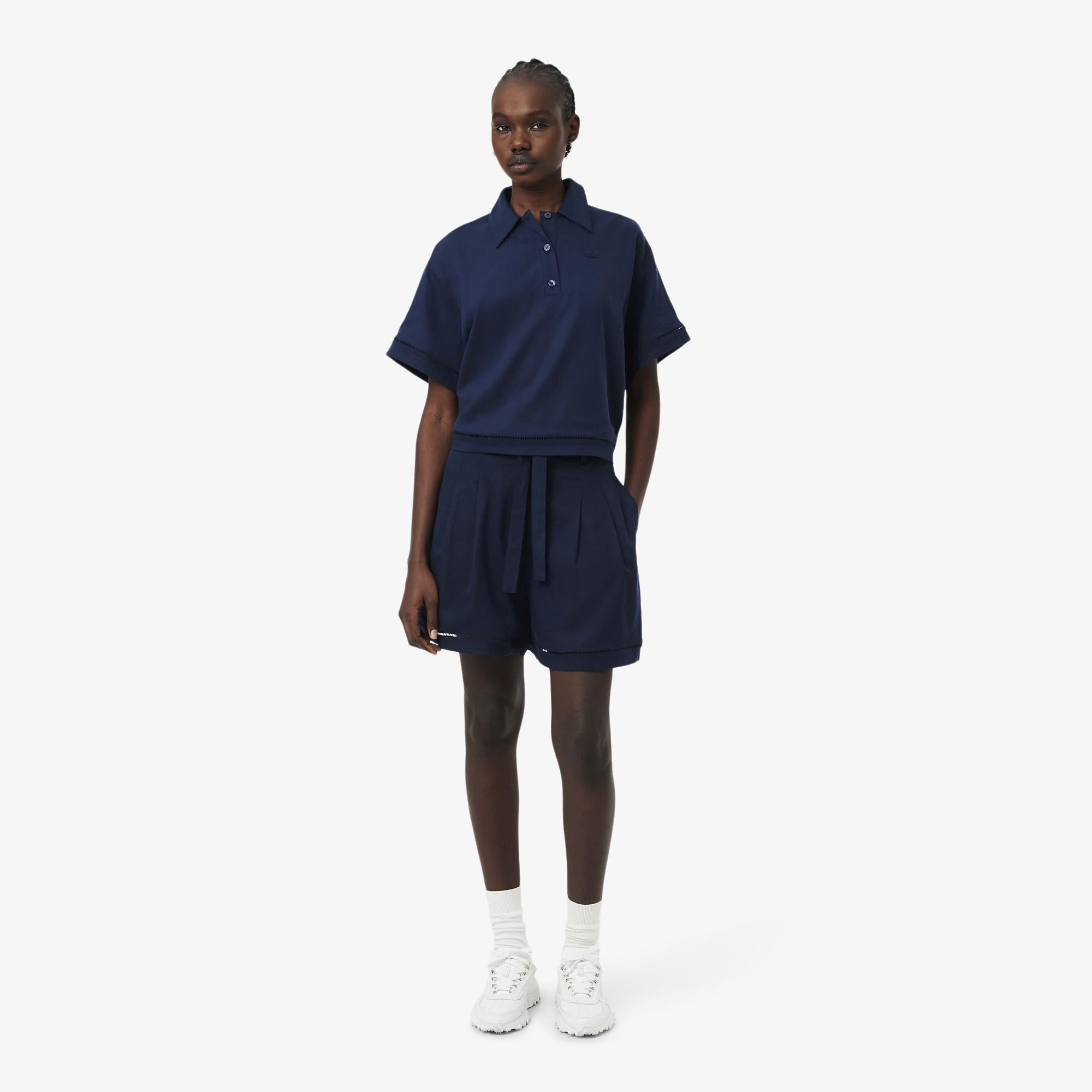 Kadın Oversize Fit Lacivert Bermuda Şort