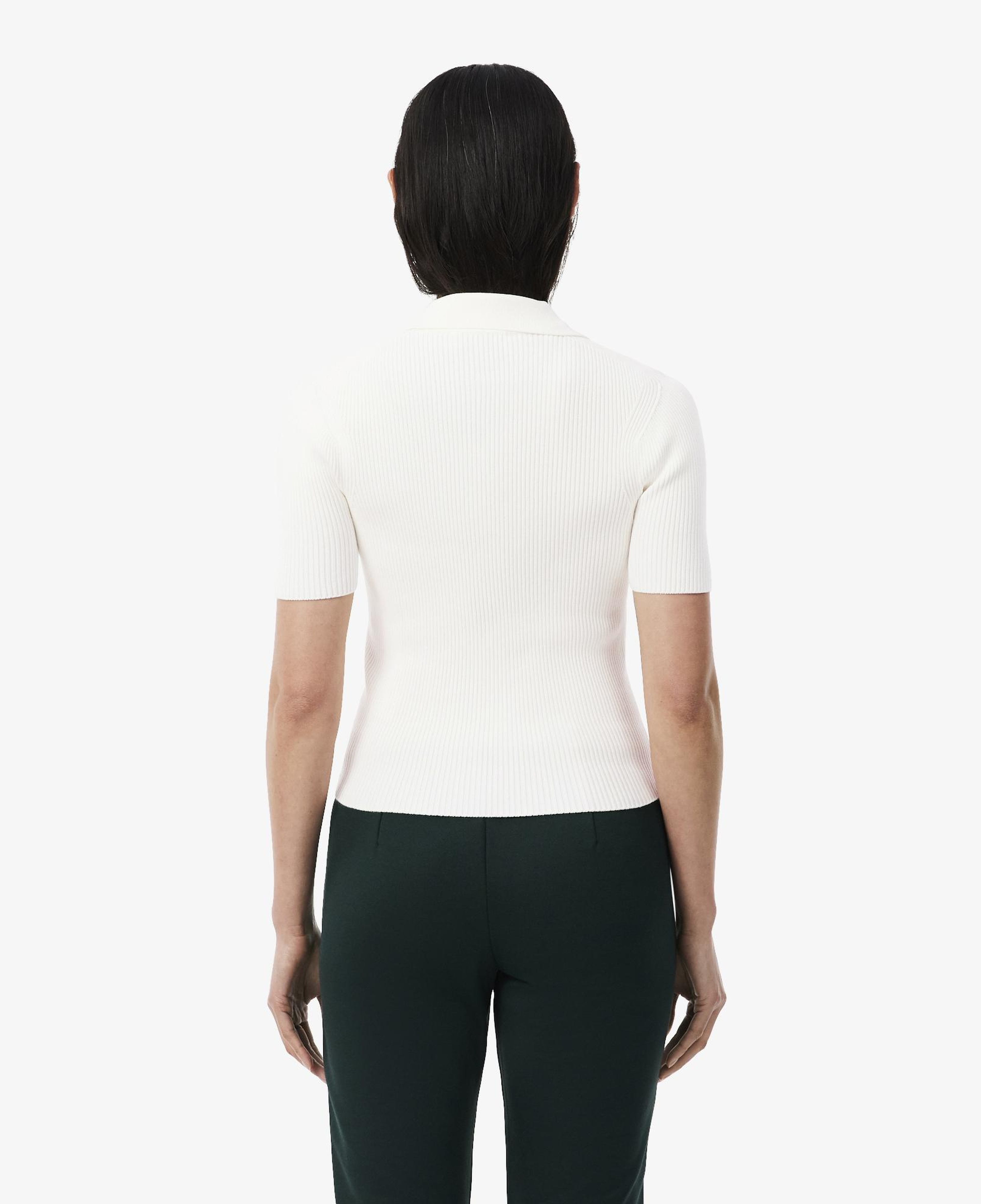 Kadın Slim Fit Kısa Kollu Polo Yaka Beyaz Triko