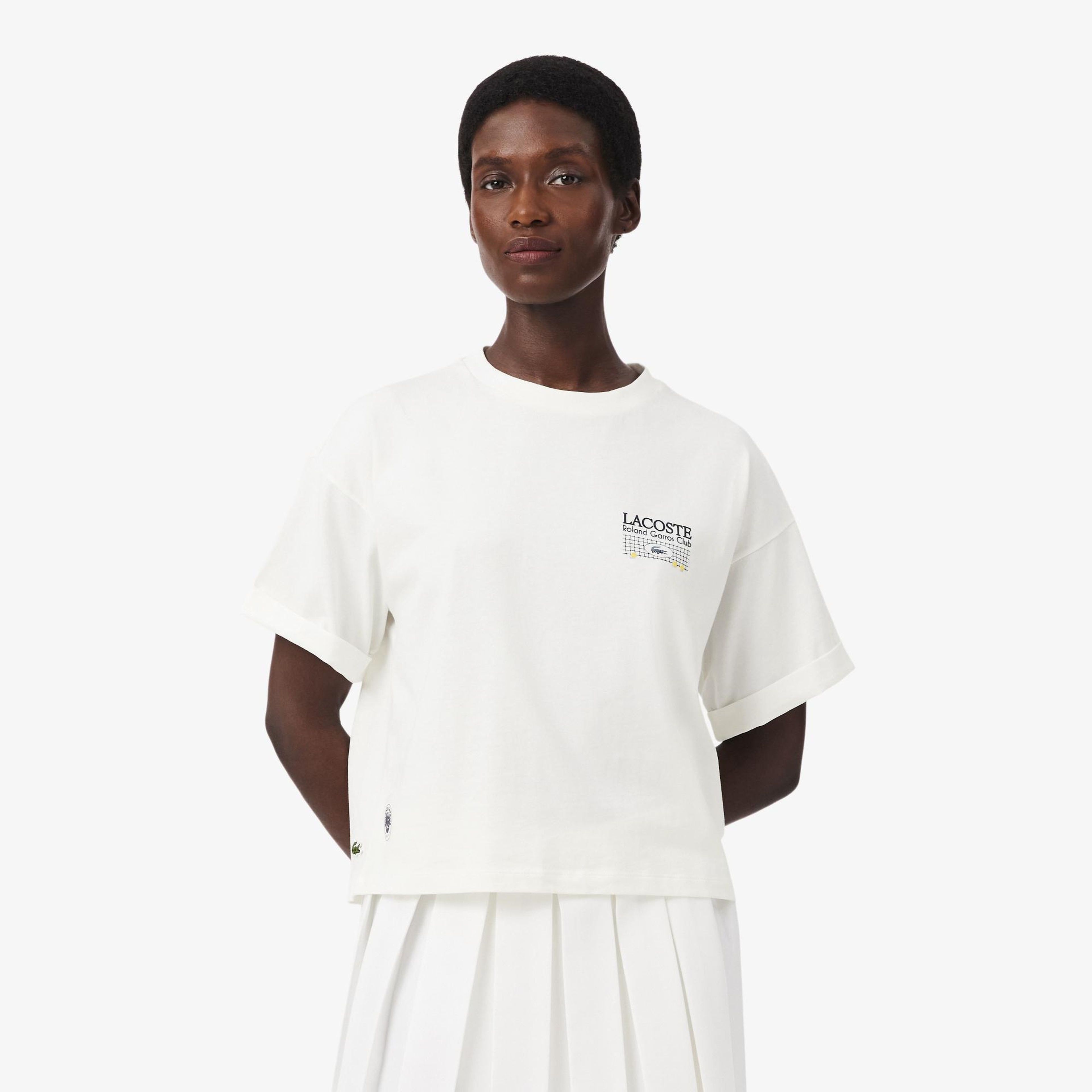 Kadın Relaxed Fit Baskılı Beyaz T-Shirt