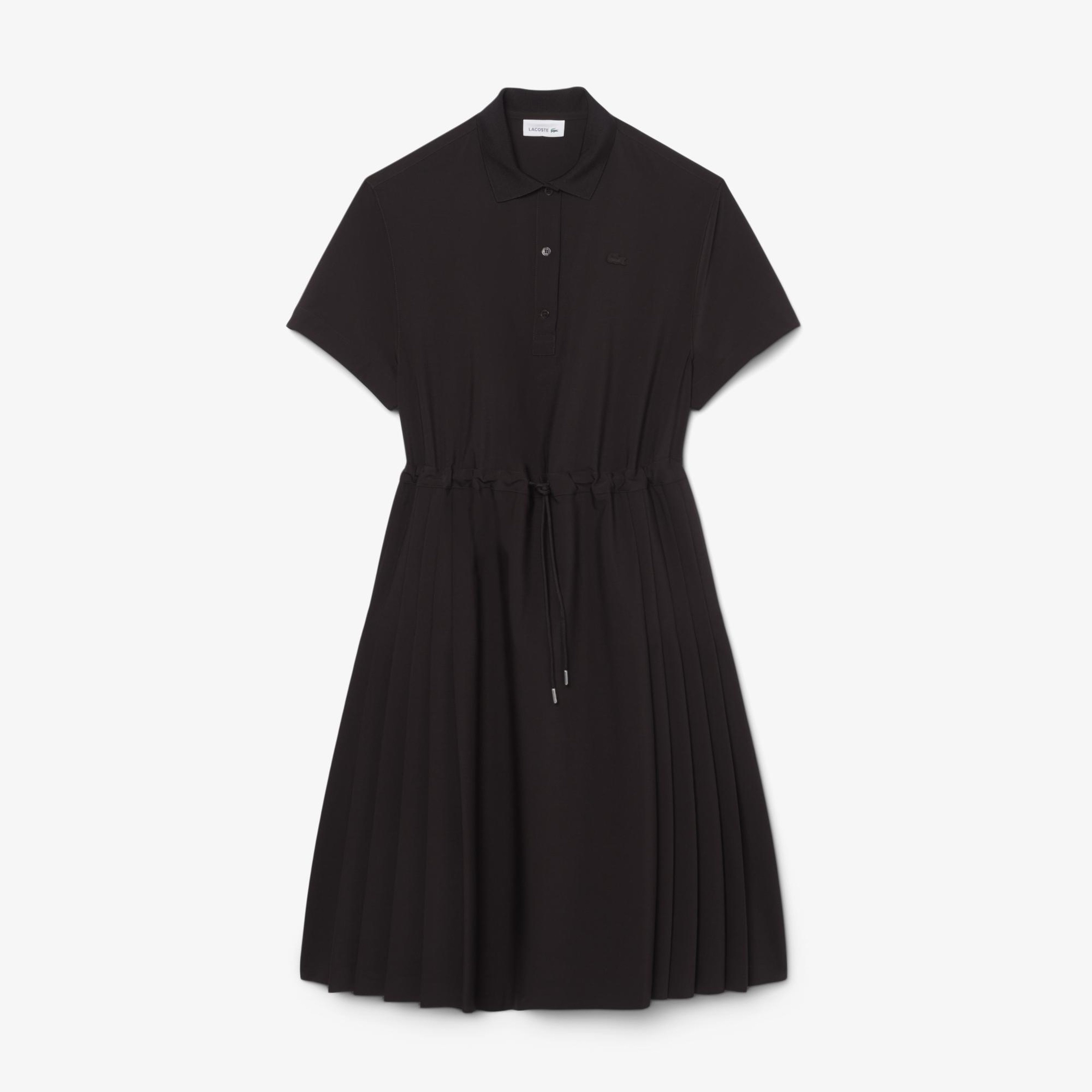Kadın Regular Fit Kısa Kollu Polo Yaka Koyu Kahverengi Elbise