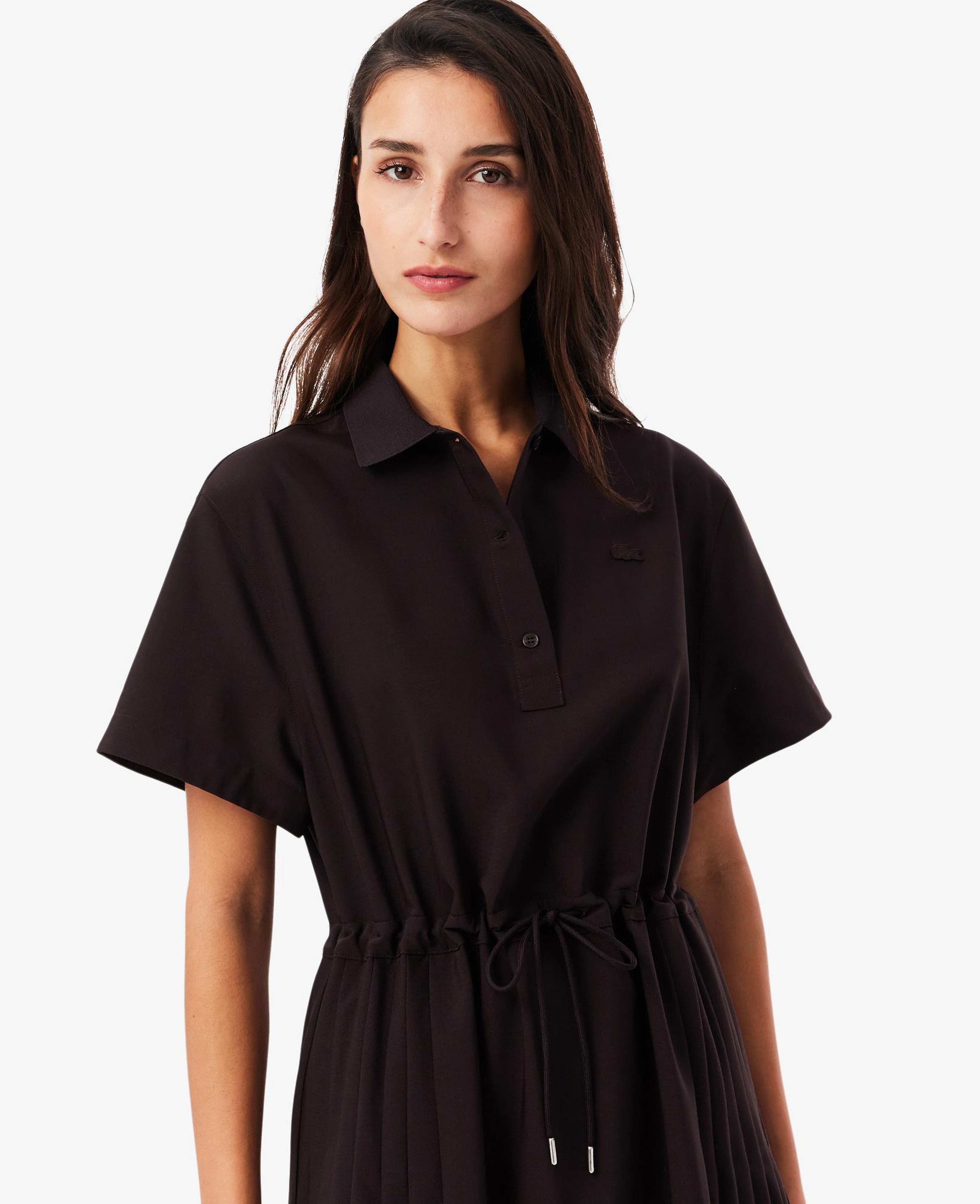 Kadın Regular Fit Kısa Kollu Polo Yaka Koyu Kahverengi Elbise