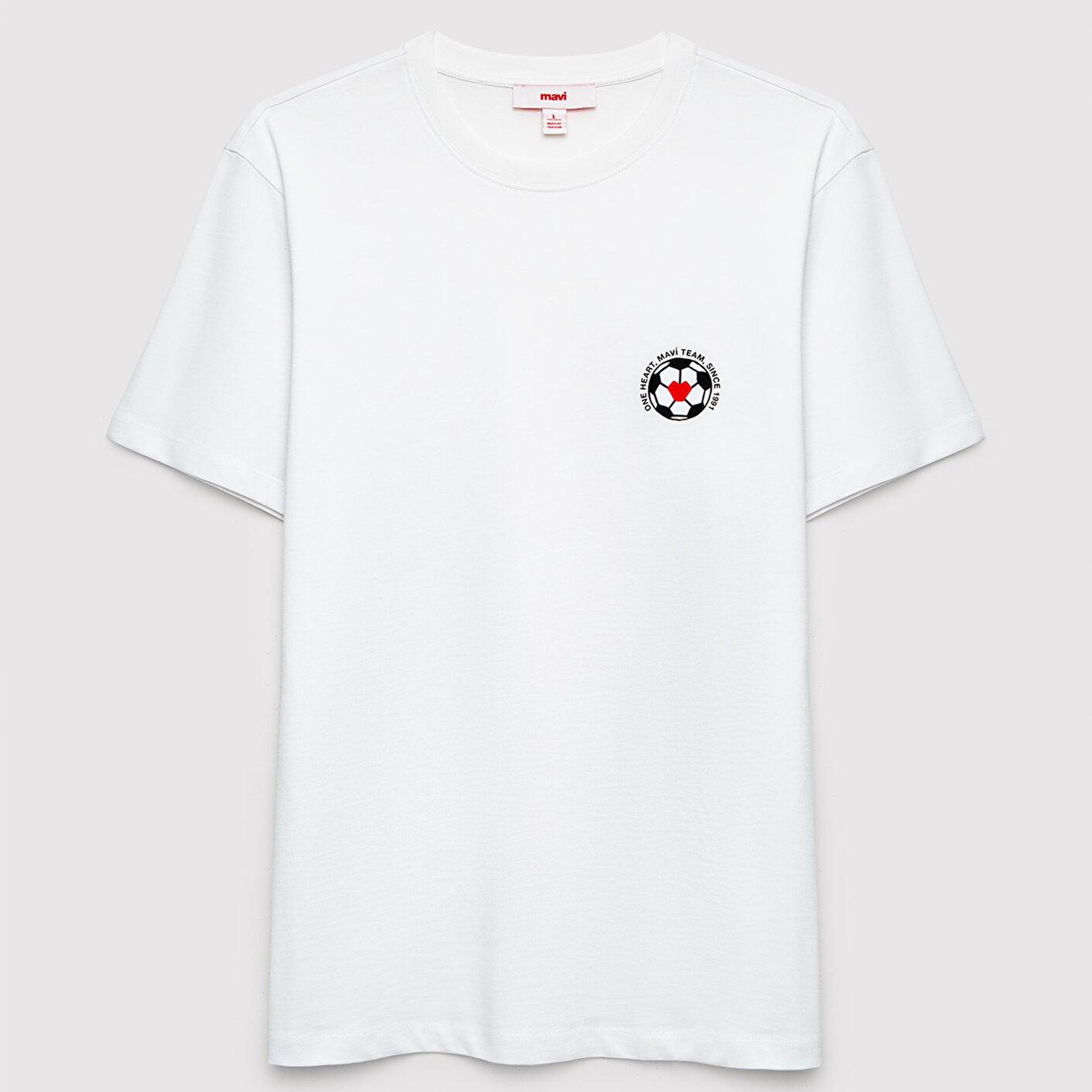 Mavi Team Mavi Futbol Koleksiyonu Baskılı Beyaz Tişört Regular Fit / Normal Kesim 0620256-620
