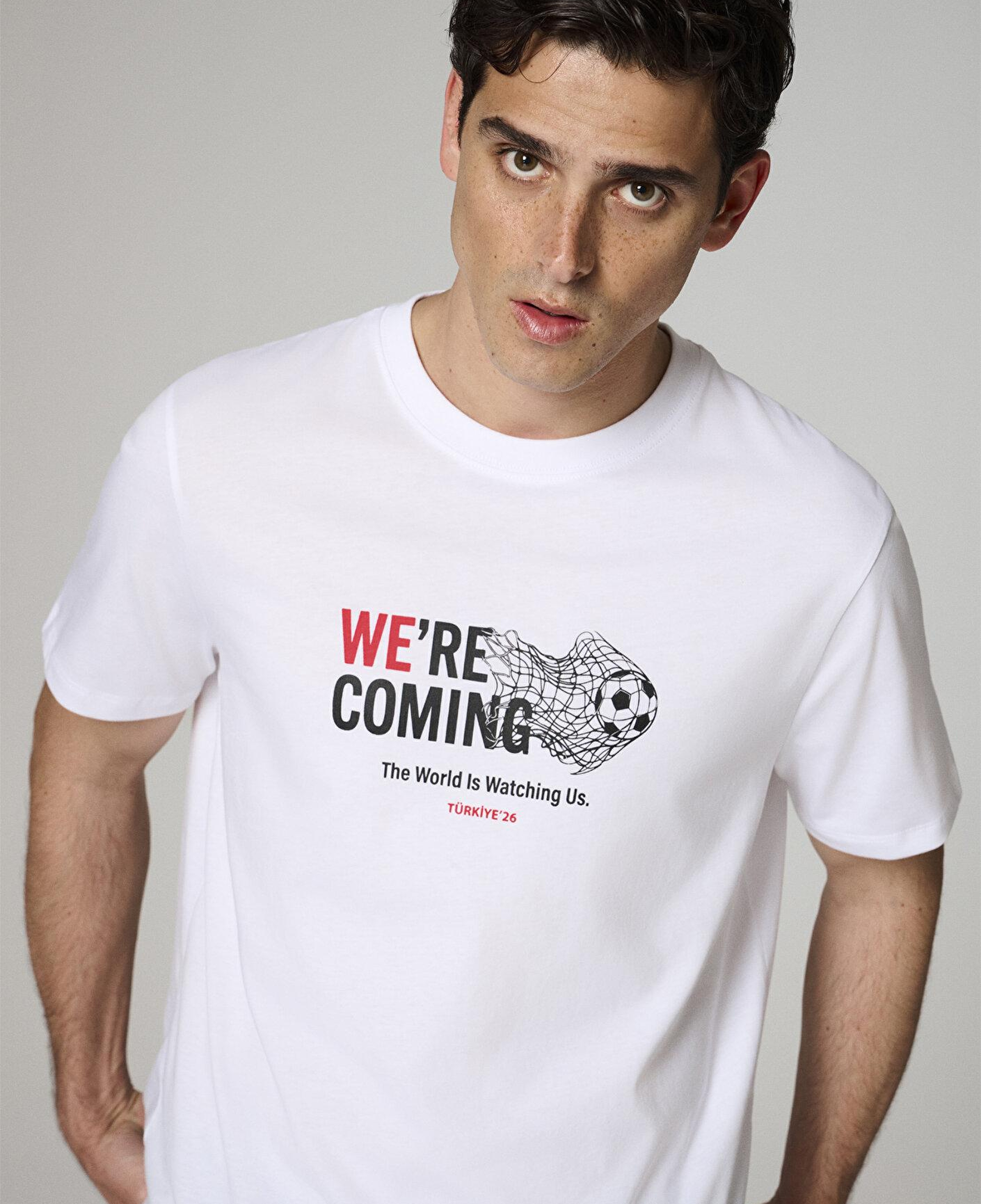 Mavi Team Mavi Futbol Koleksiyonu Baskılı Beyaz Tişört Regular Fit / Normal Kesim 0620255-620