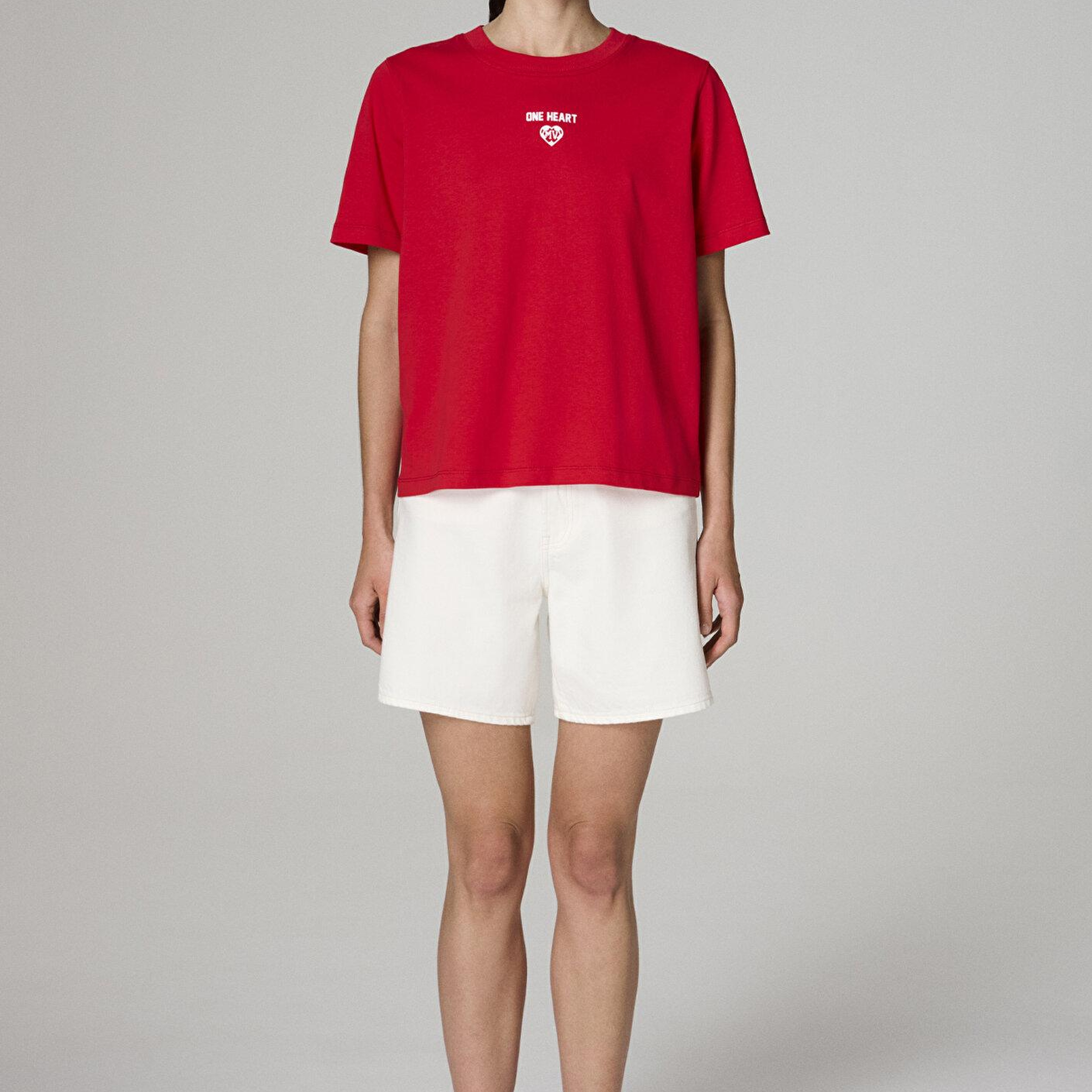 Mavi Team Mavi Futbol Koleksiyonu Baskılı Kırmızı Tişört Regular Fit / Normal Kesim 1620329-70477