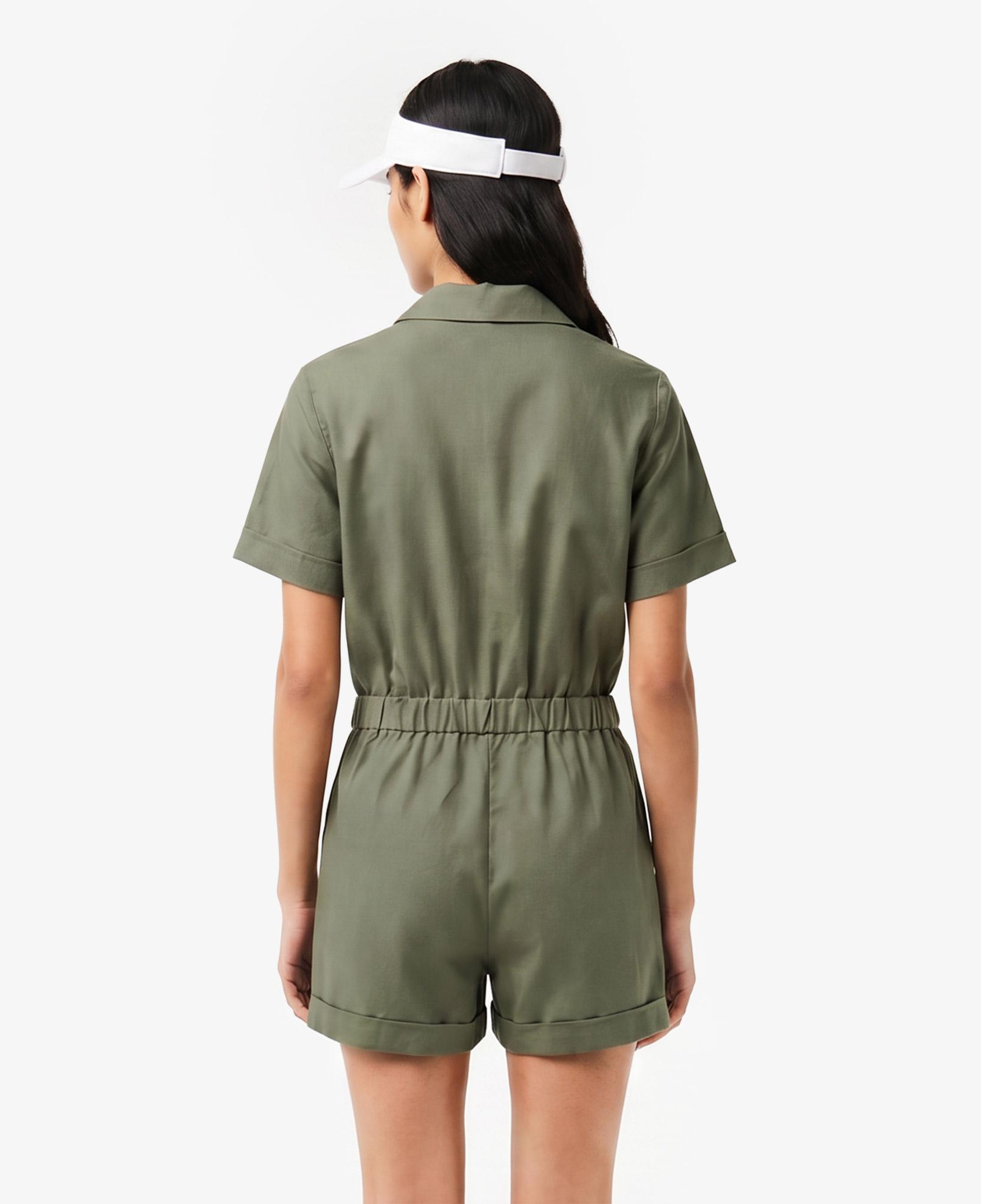 Kadın Classic Fit Kısa Kollu Haki Tulum