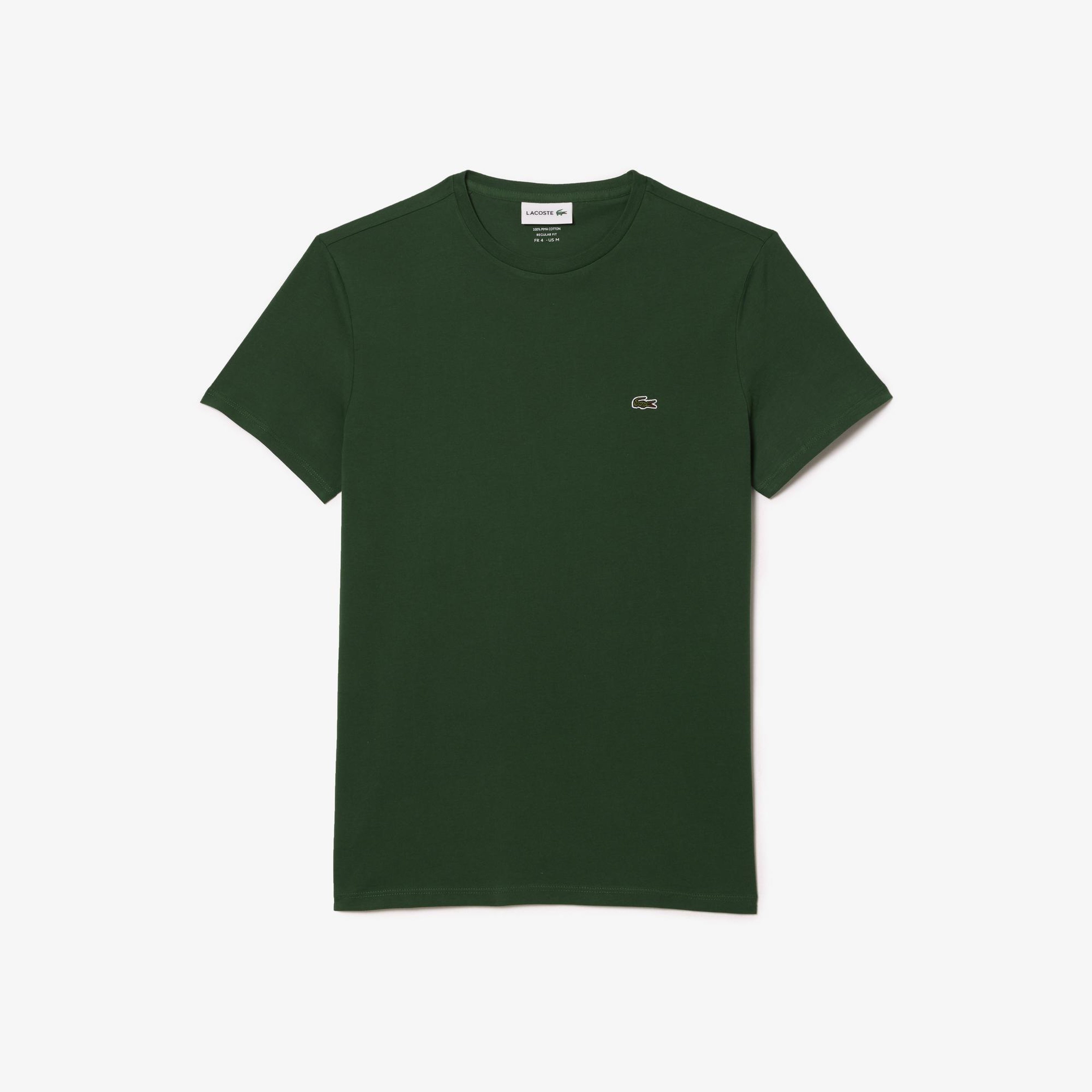Erkek Regular Fit Bisiklet Yaka Koyu Yeşil T-Shirt