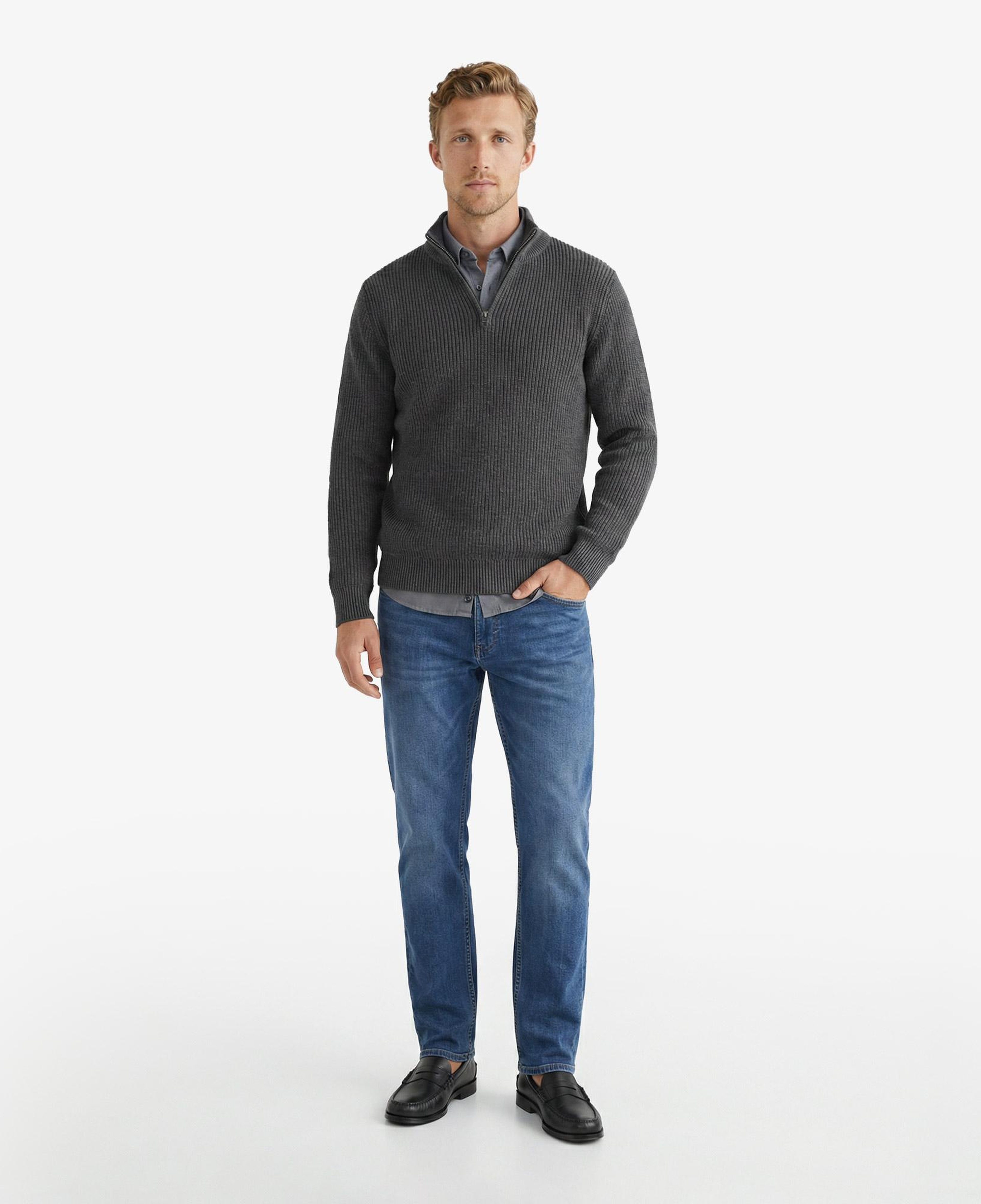 Nautica Erkek Gri Classic Fit Kazak