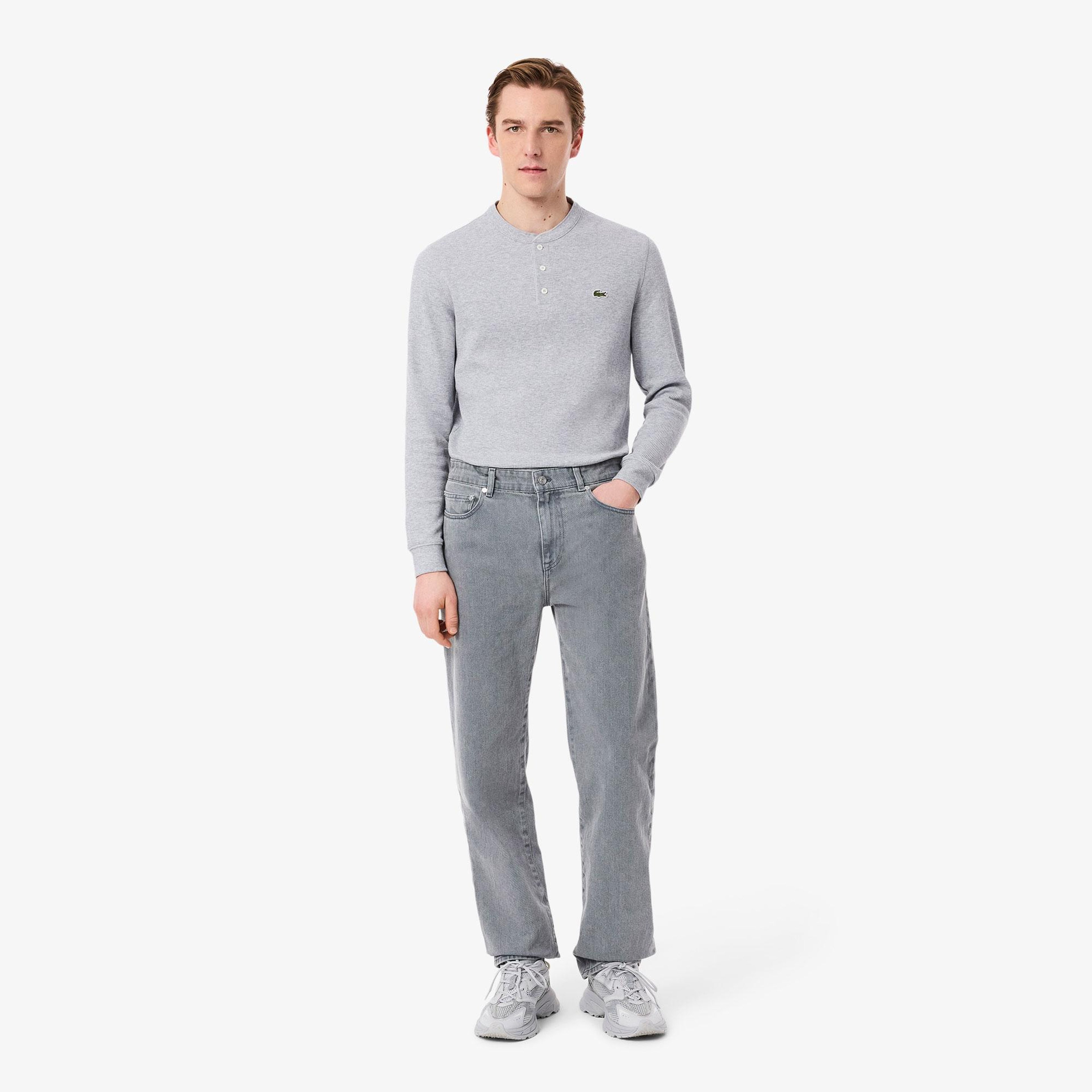 Erkek Straight Fit Gri Jean Pantolon